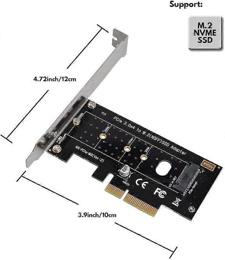 NVMe PCIe Adapter, M Key M.2 NVME SSD to PCI-e 3.0 x4 Host Controller Expansion Card with Low Profile Bracket, PCIe NVME Adapter for PC Desktop Suppor