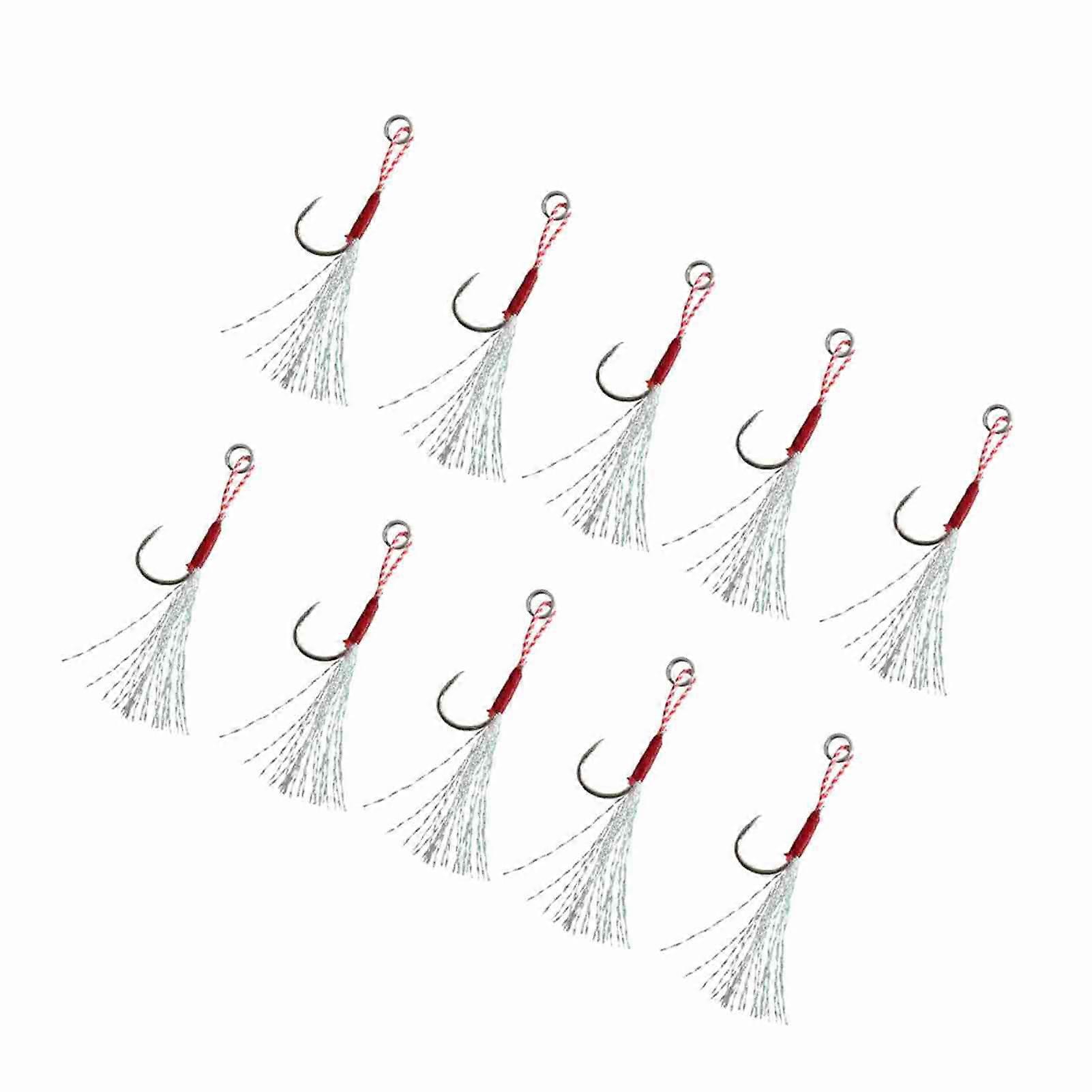 10個のスロージギングキャストジグフック高炭素鋼サイズ12-19