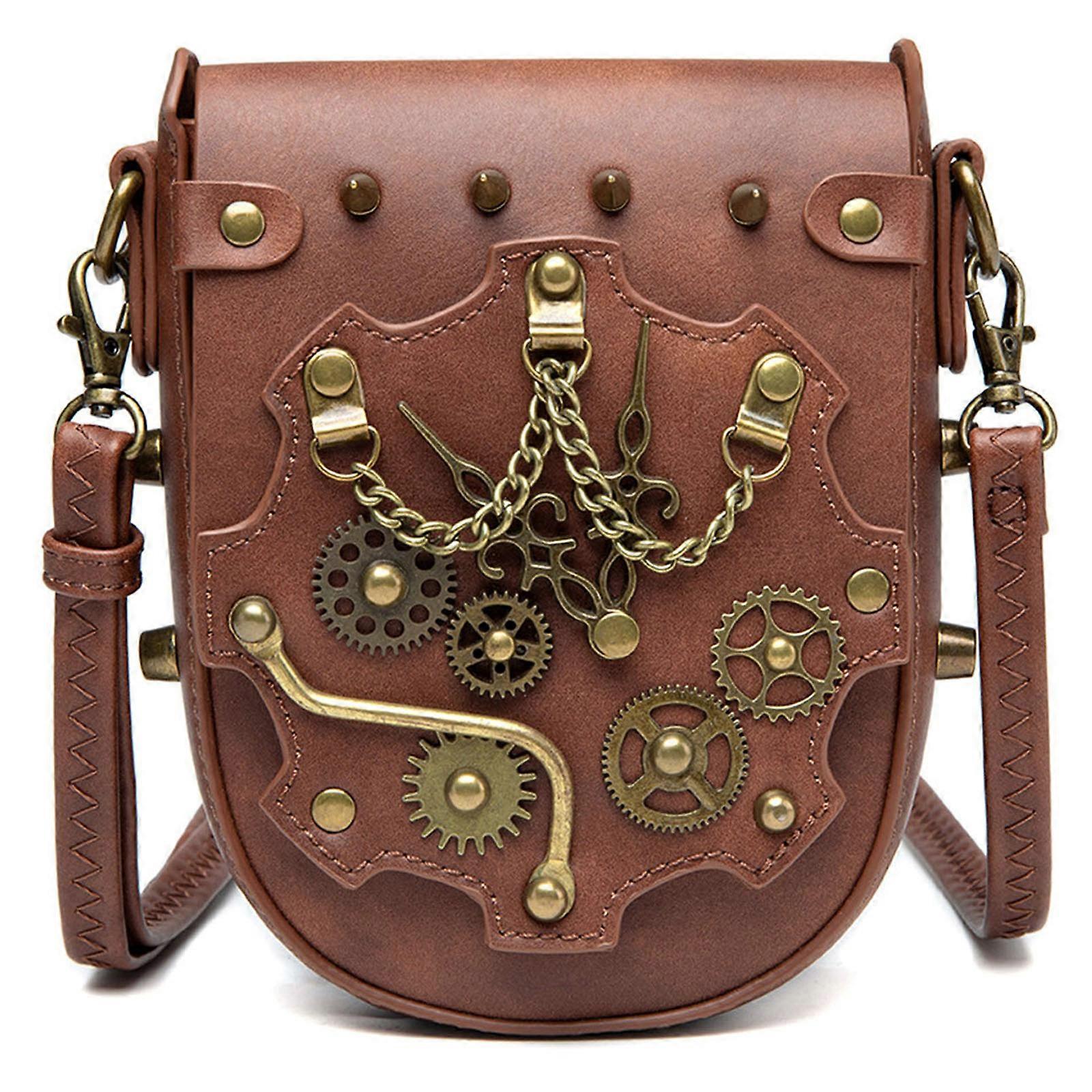 Borsa a tracolla da donna in stile punk Borsa a tracolla in pelle steampunk con tracolla regolabile per lo shopping e i viaggi casual