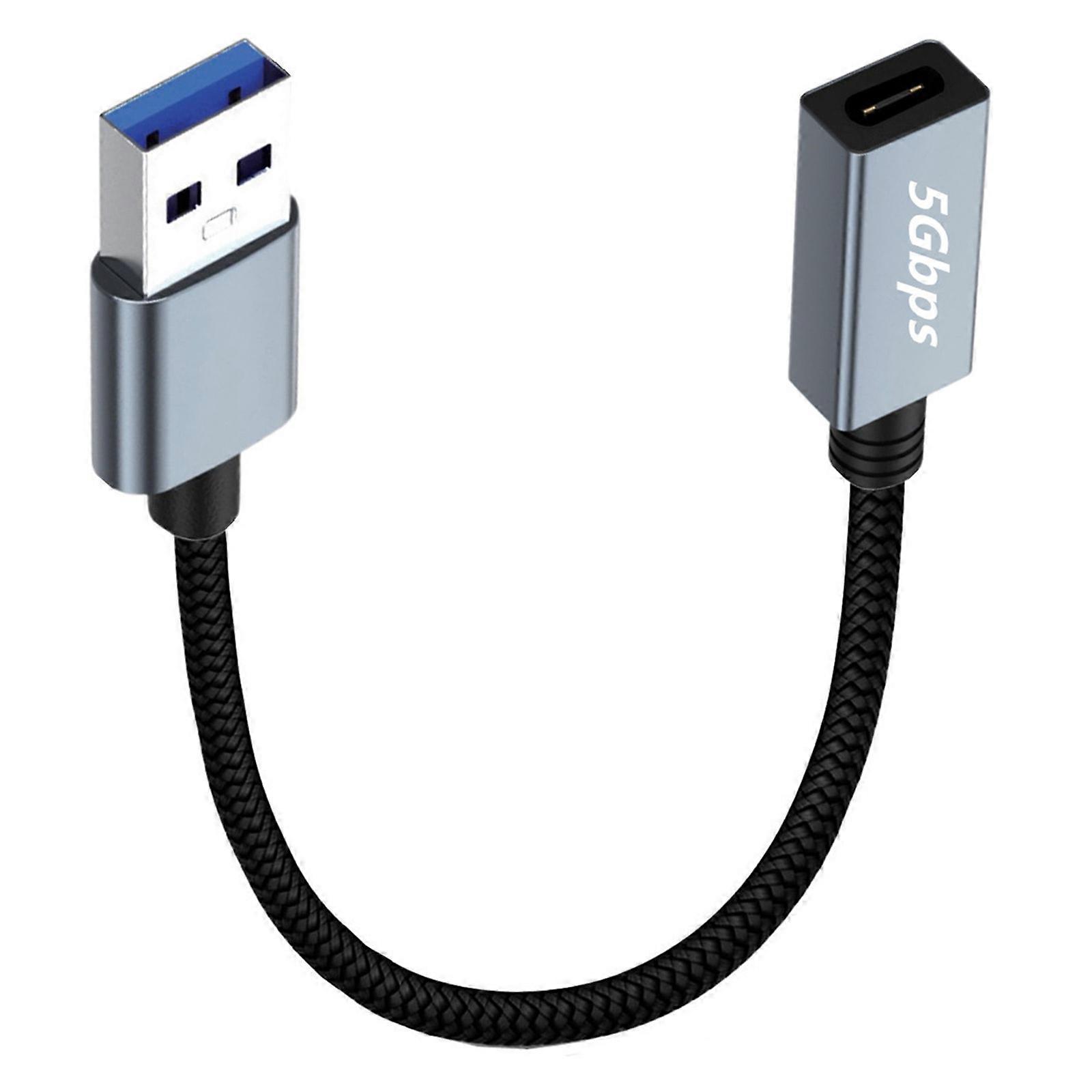 USB A Male to USB C Female Data Charging Cable Double Side 5Gbps Data Cord USB Converter Cord for Phone Laptop Tablet