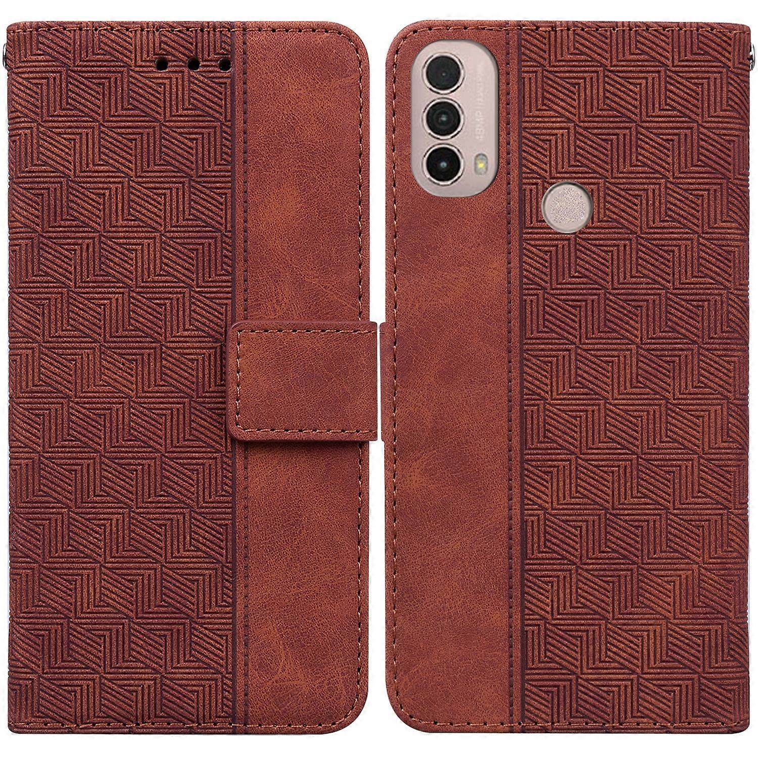 For Motorola Moto E20 / E30 / E40 Geometric Embossed Leather Phone Case