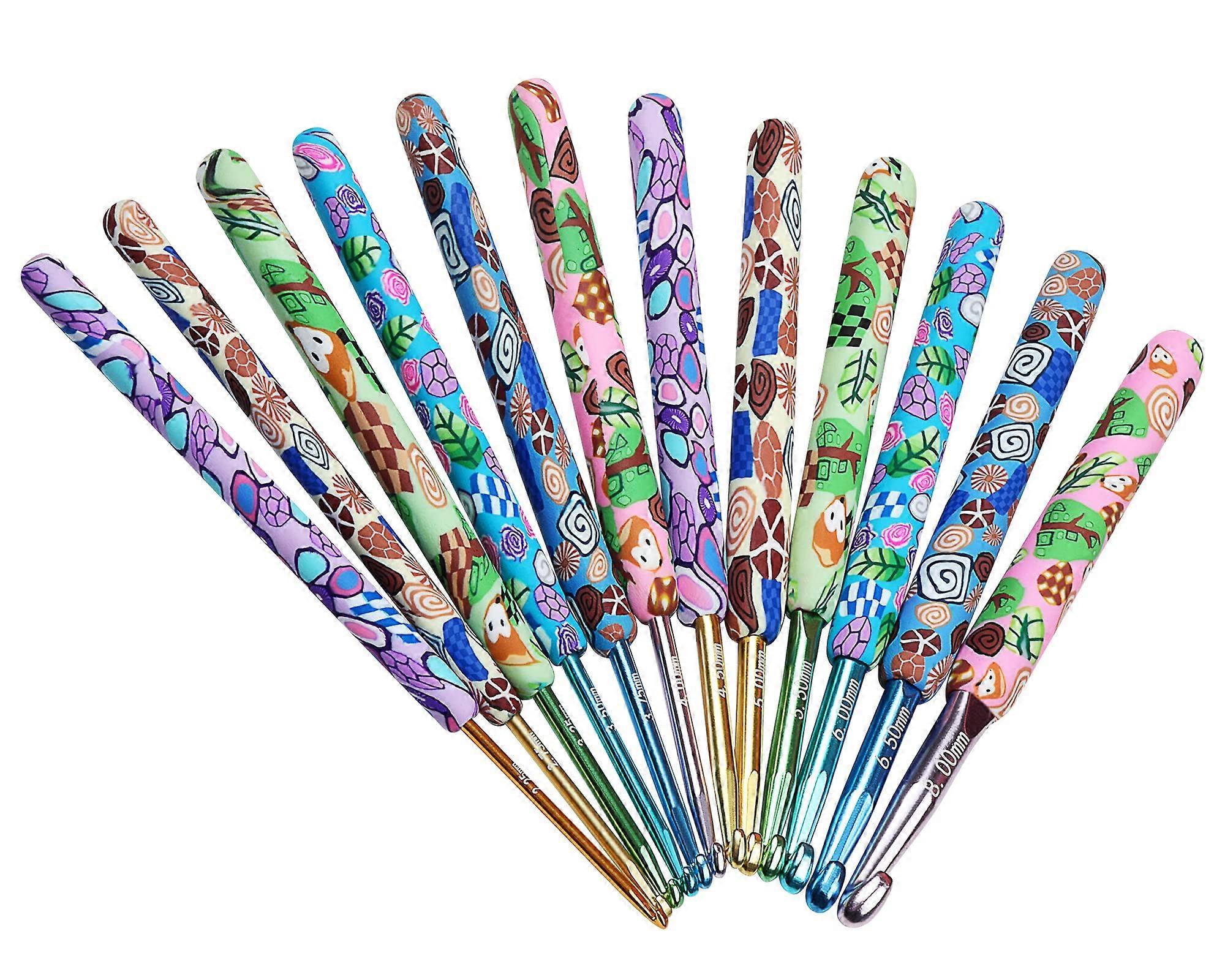 Warm Crochet Hooks Set, Extra Long Ergonomic Crochet Hooks 2.25mm to 8.0mm for Arthritic Hands, 12 Pcs with Animal Pattern