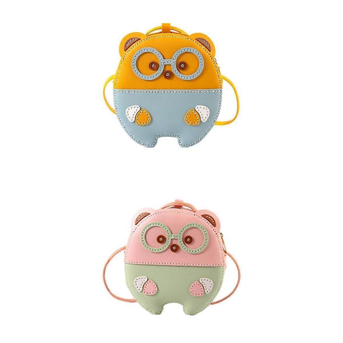 2× 2 Sets DIY Leather Crossbody Bag Material Set Easy for Kids PU Backpack