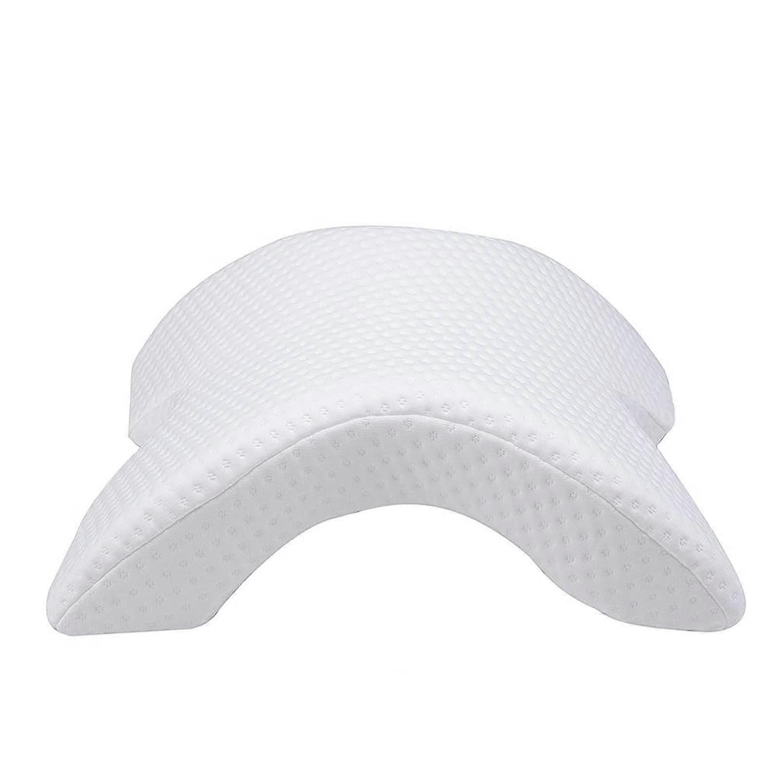 Pillow Arch U-Shaped Curved Memory Foam Neck Support Belt with Pressure Relief Arm Rest for Side Sleepers - White Pair