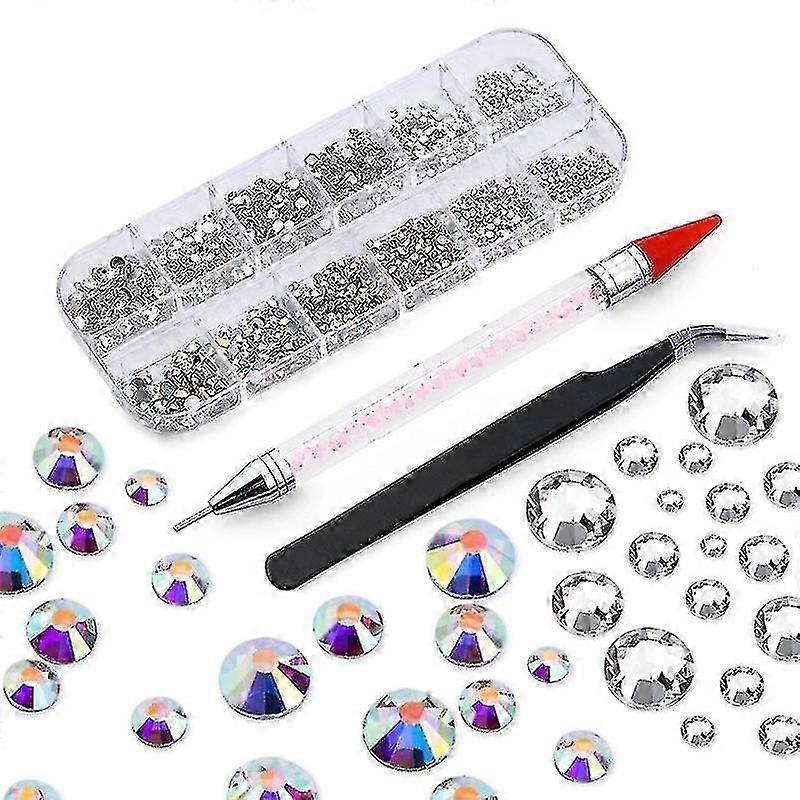 2000pcs Multi-sized Crystal Ab Rhinestones With Pick Up Tweezer And Rhinestones Picking Pen 2025