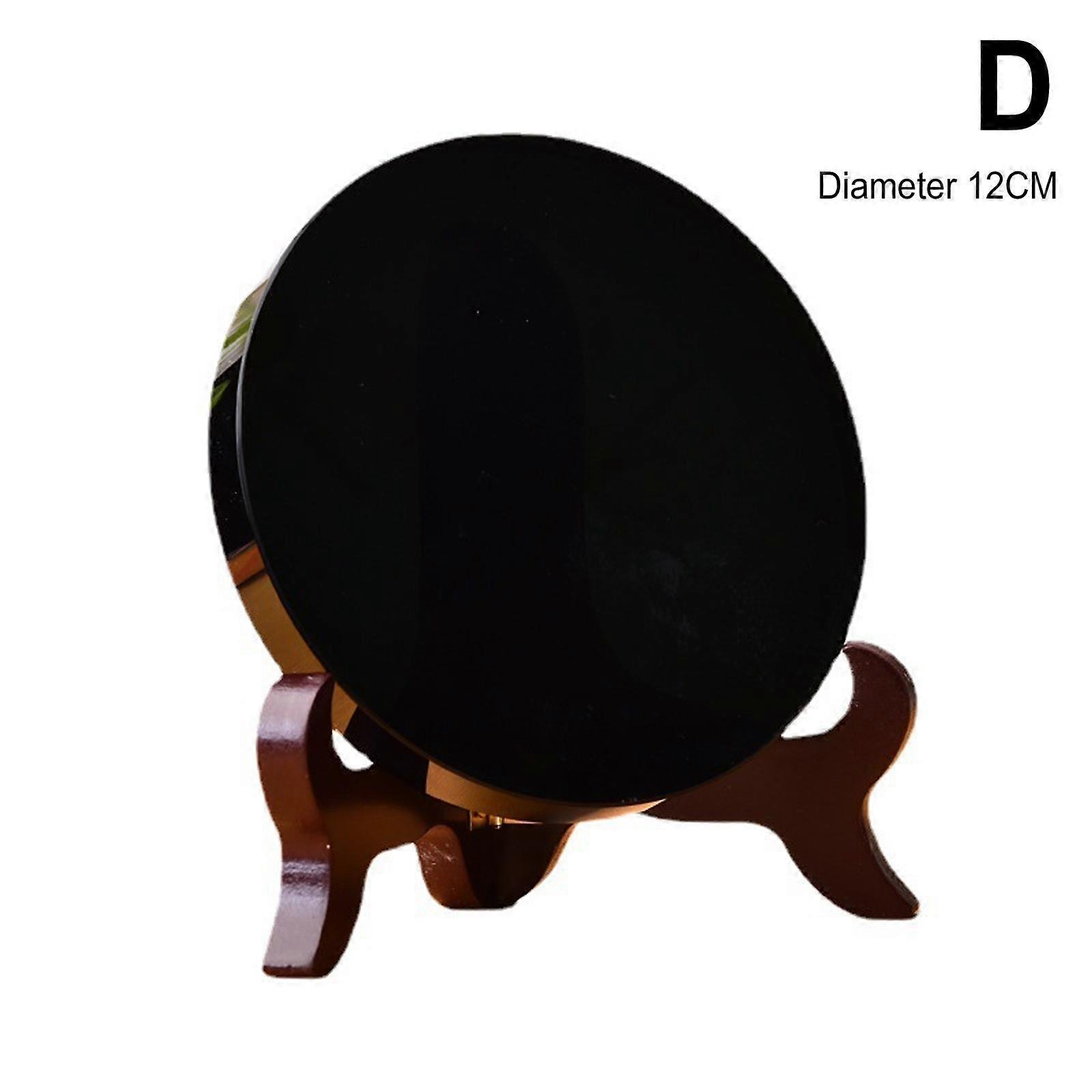 Diameter 12CM(D)$Stone Obsidian Mirror No Problem Round Disc Flat Home Decorative Ornaments with Stand