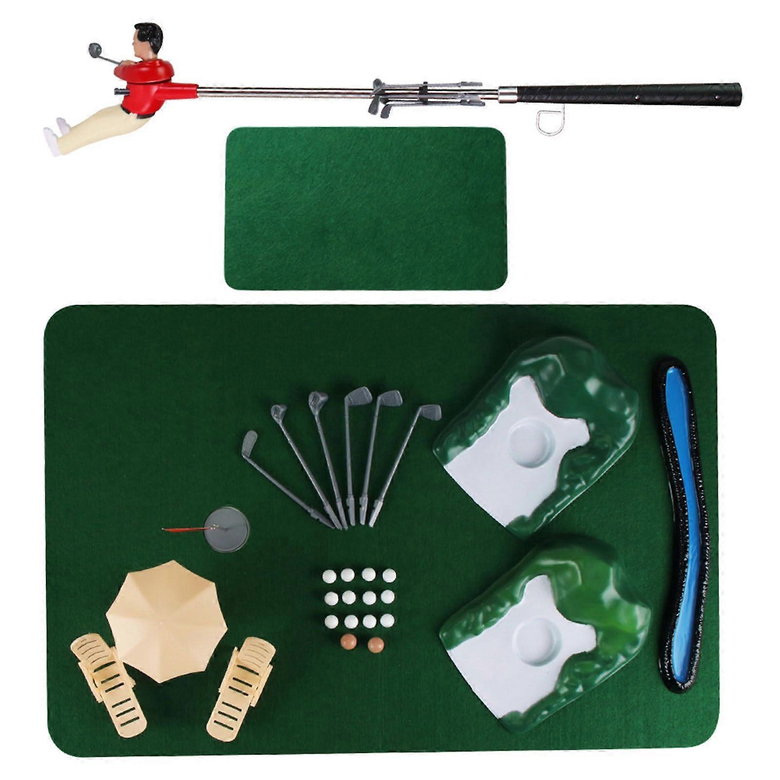 Putter Training Golf Mat Set for Indoor Outdoor Practice - Red Putting Mat for Home Office Exercises