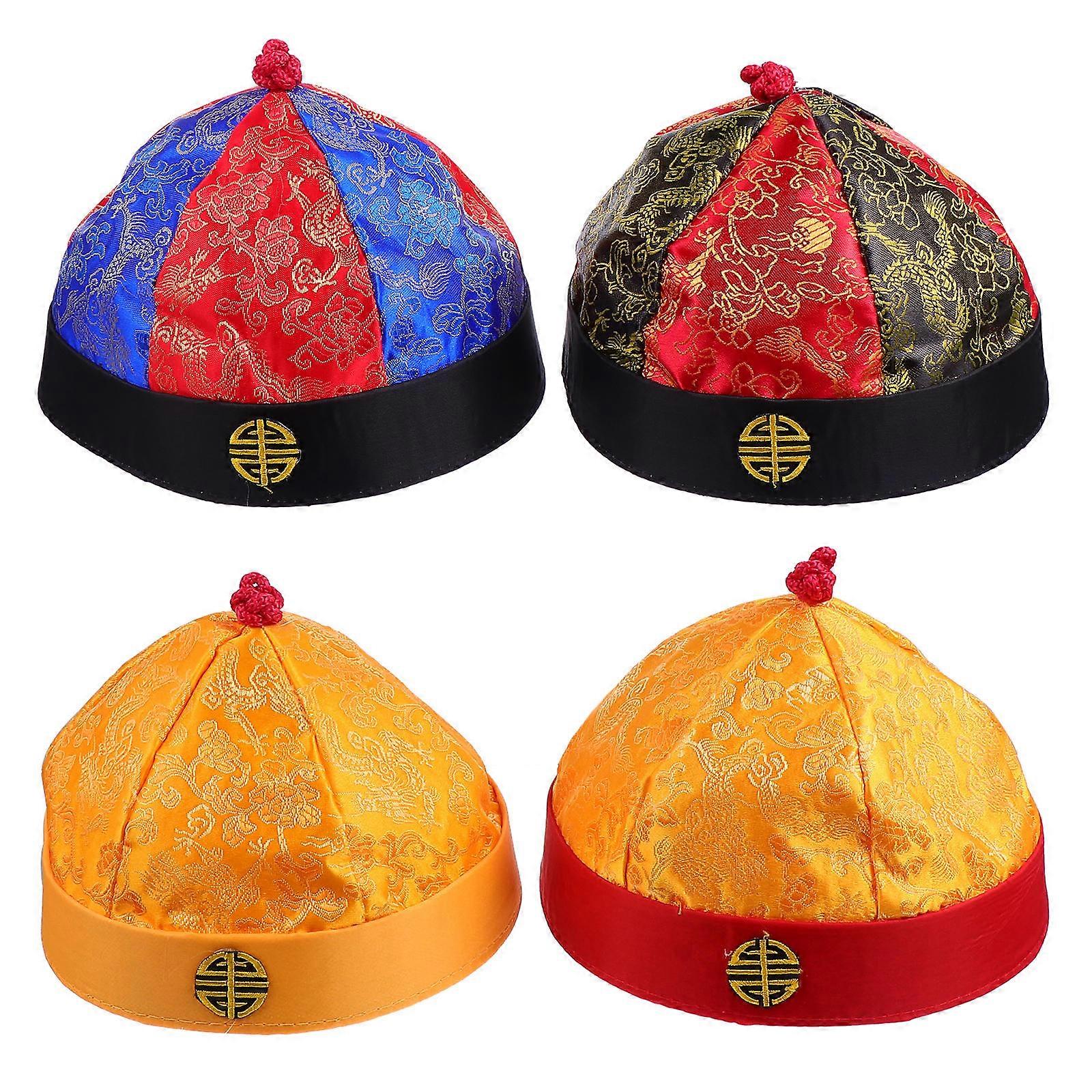 4pcs Vintage Chinese Performance Hats Ancient Style Play Props With Braids For Costume Parties Theatrical Events Adult