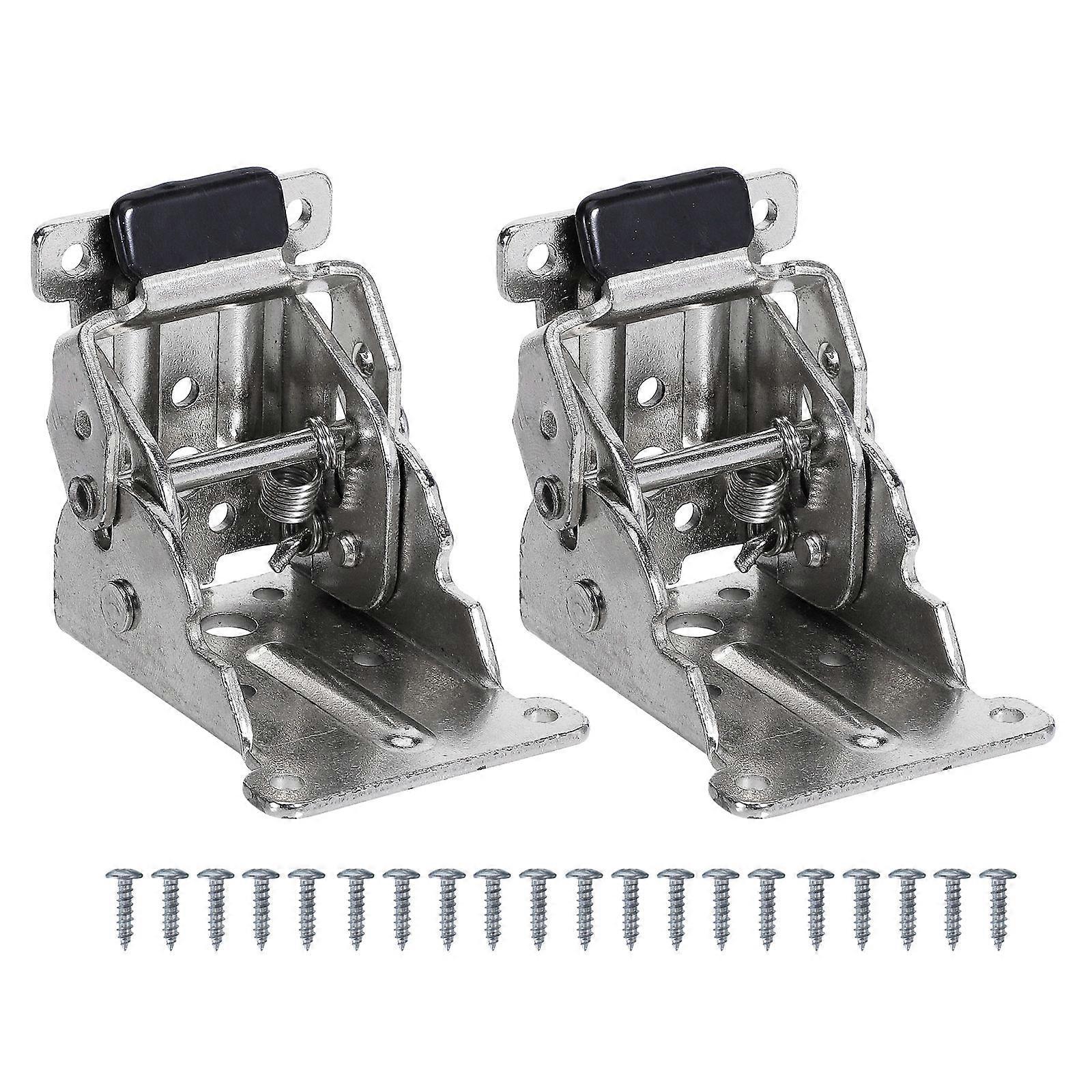 2Pcs Self-Locking Folding Hinge for Table Legs with 20pcs Screws Silver SPCC Material
