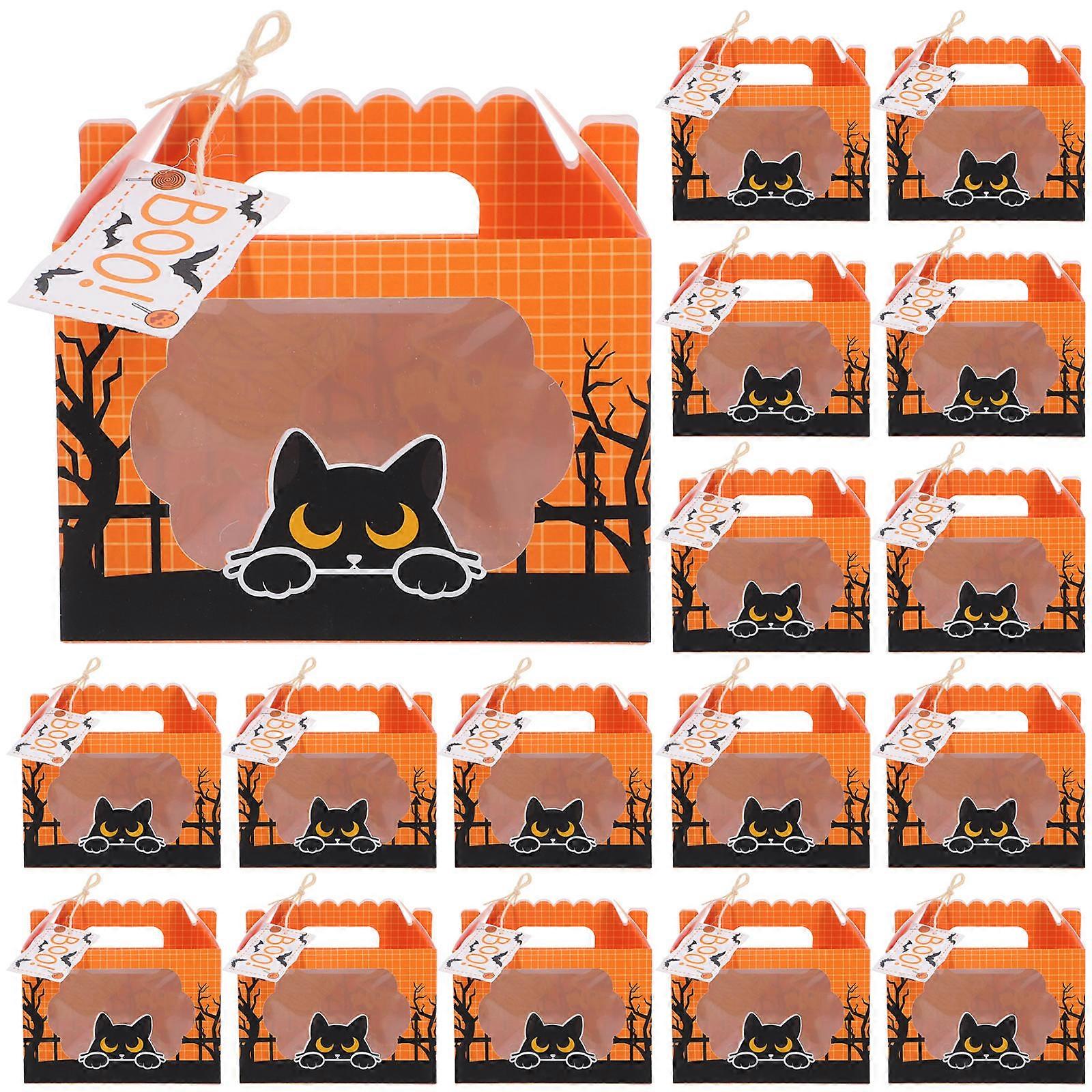 Halloween Treats Box Rectangular Candy Wrapping Box Children Party Hosts 16.00X14.00X9.00CM White Cardboard present Packing 25Pcs