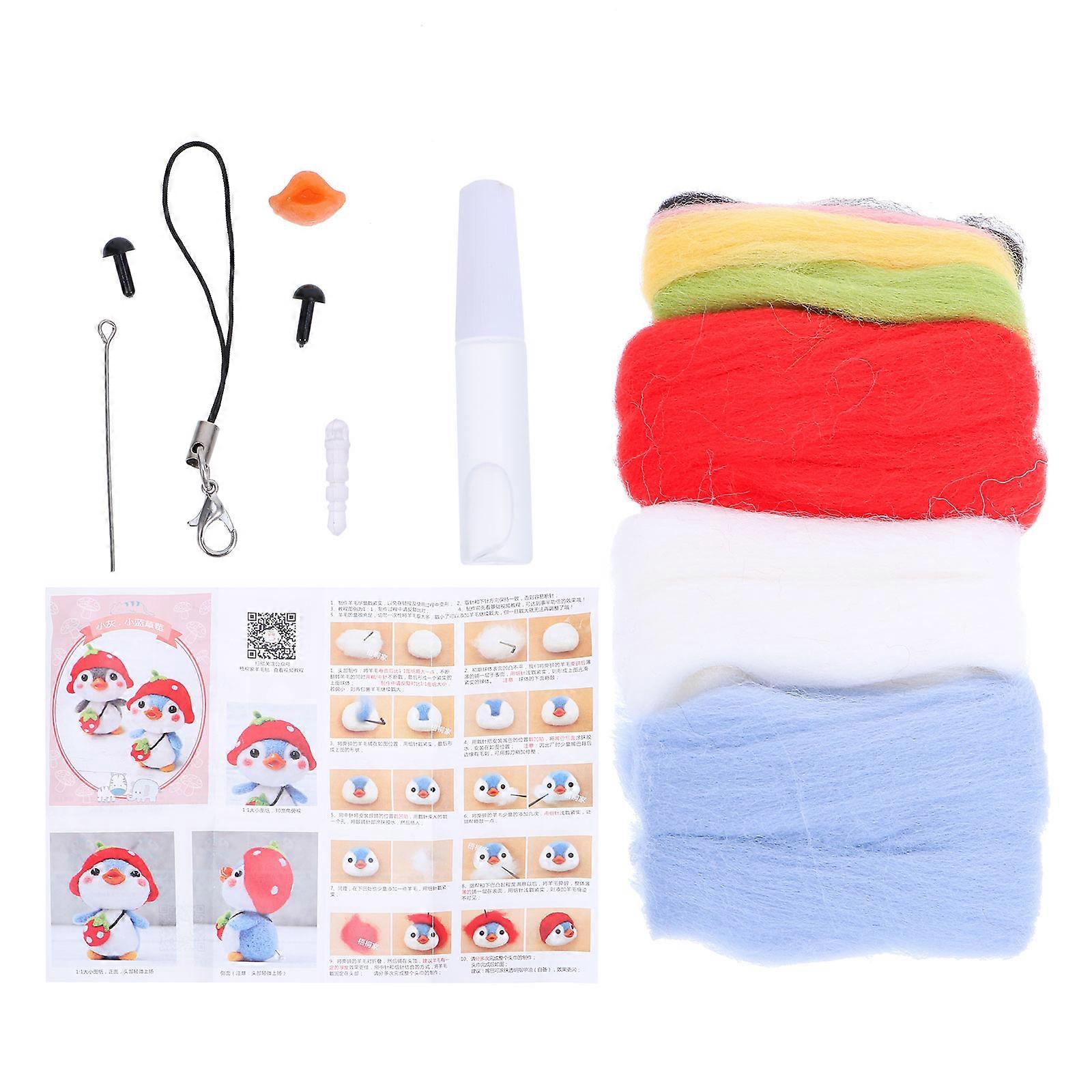 Needle Felting Kits For Beginners Penguin Shape Handicraft Felt Ornament Kit Red 1Set