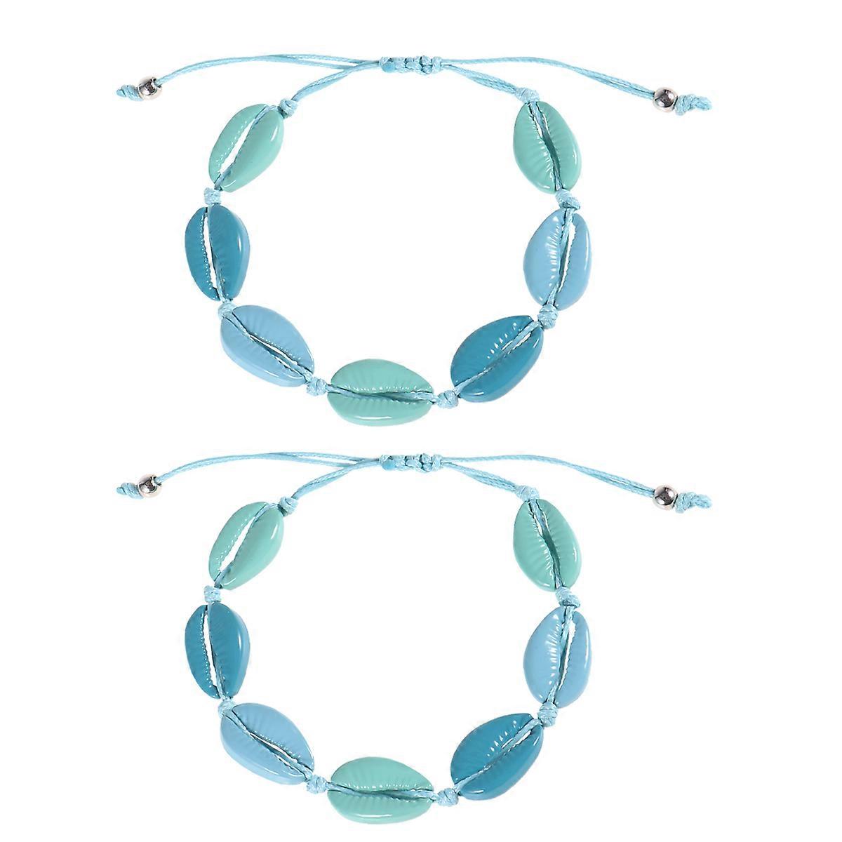 Here's a refined and engaging product description for your **Colorful Shell Woven Bracelet**:
 
**2pcs Colorful Shell Woven Bracelet – Boho Hand