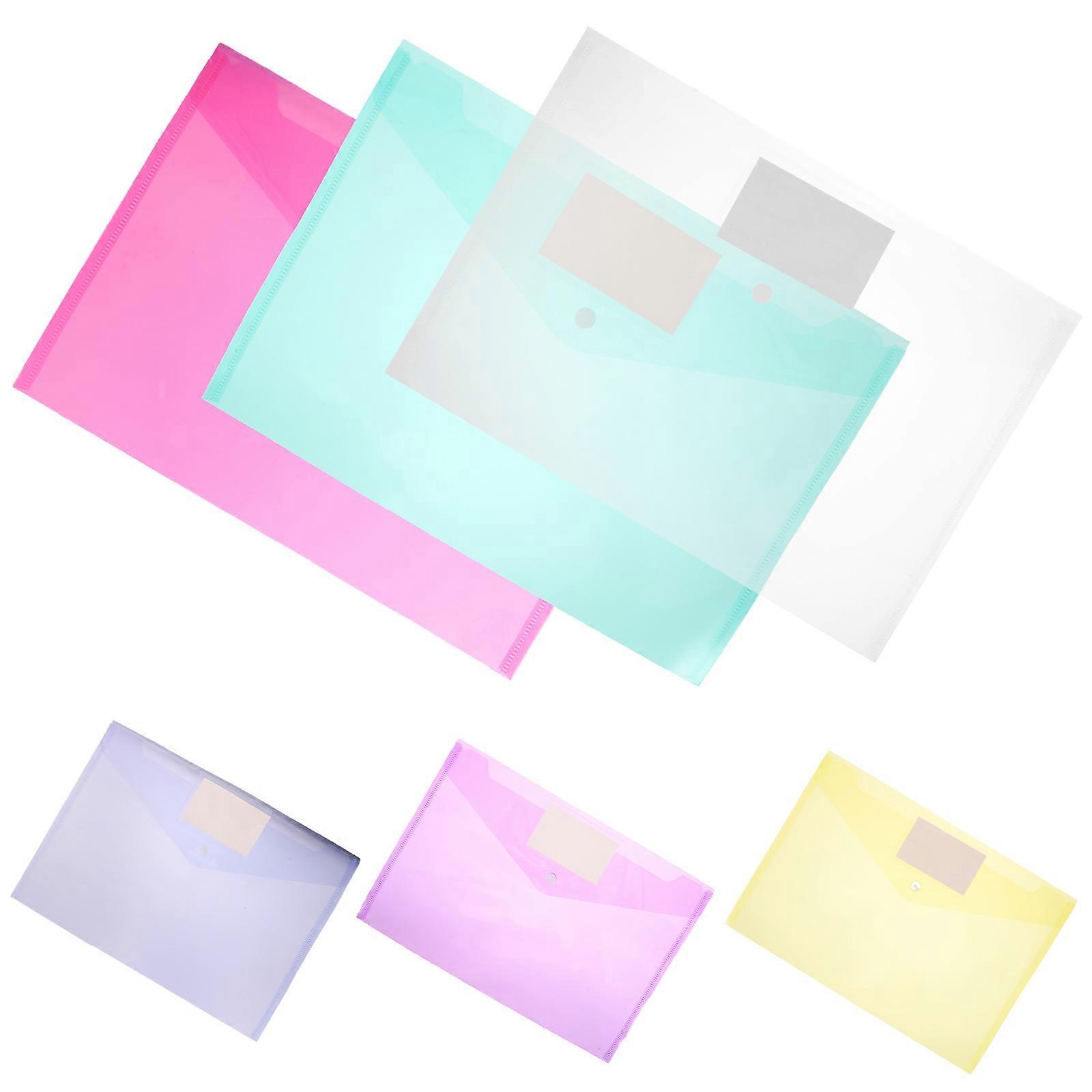 File Folder Plastic Document Storage Bags Students Business People Green Rectangular 6Pcs