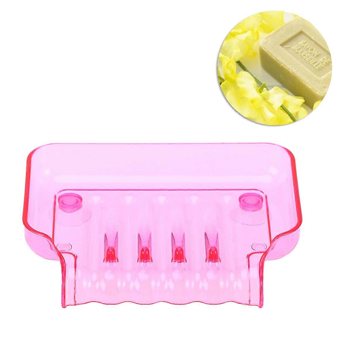 Soap Dispenser And Sponge Holder Clear Pink Bathroom Use Waterfall Drainage Simple Design 1Pack