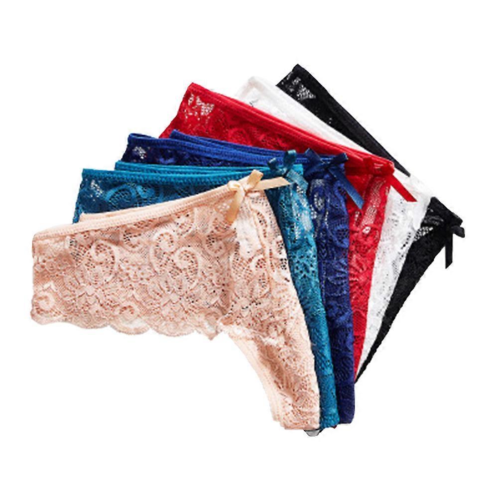 Lines Seamless Midwaist Briefs Underpants for Women Size M Dark Blue 6Pack