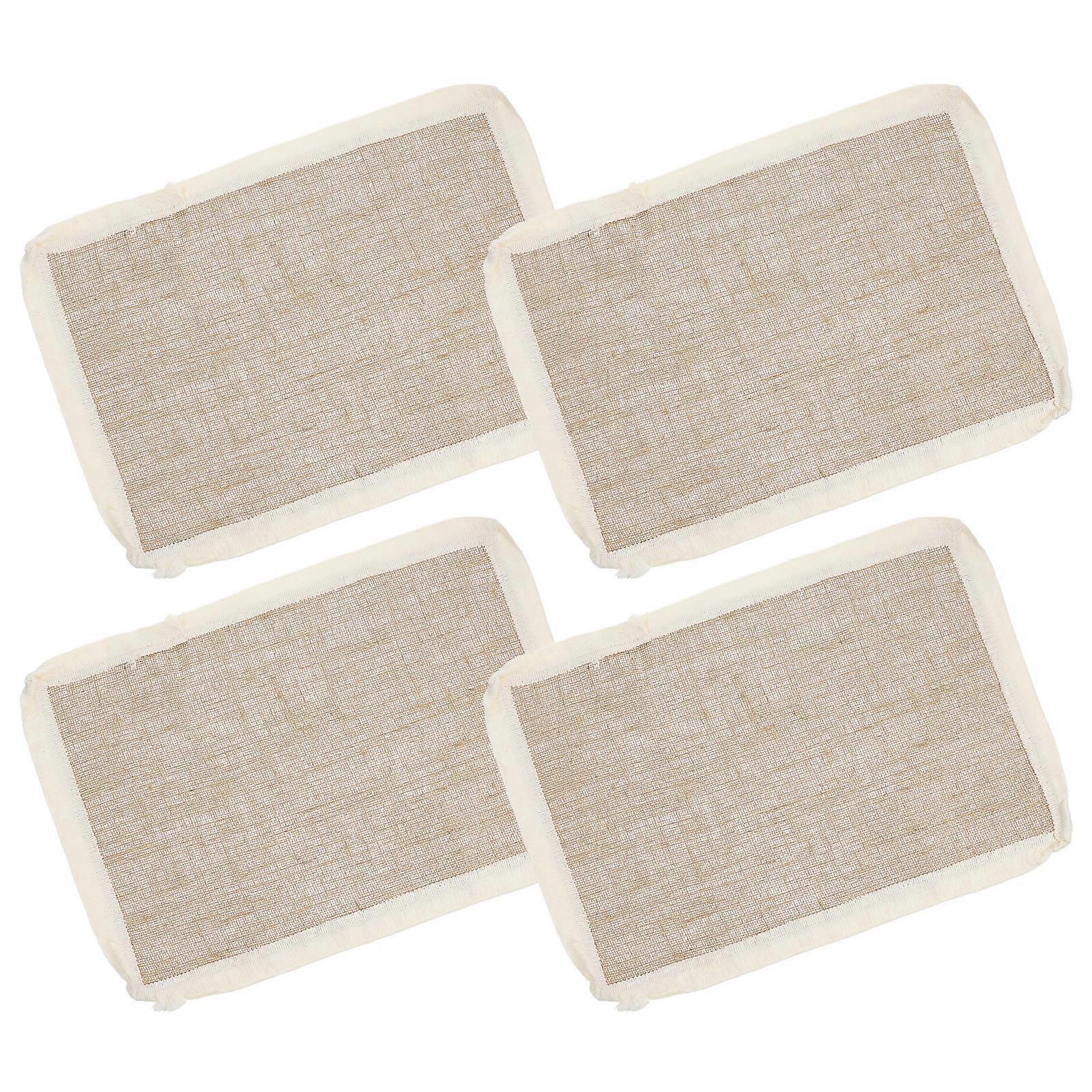 Table Placemats Natural Jute Rectangular Heat Resistant Elegant Fringe For Everyday Meals 45x30cm 4Pcs