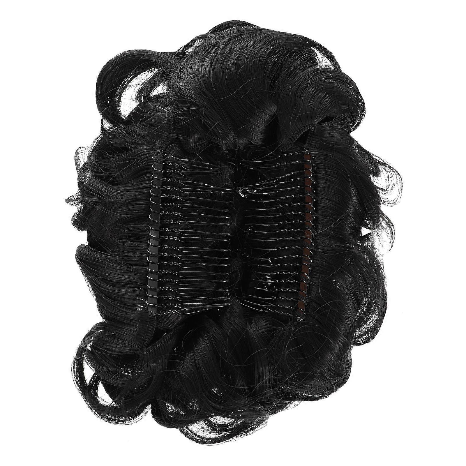 Stylish Short Curly Wig for Women Made of High Temperature Wire Black Color Fashionable and Comfortable