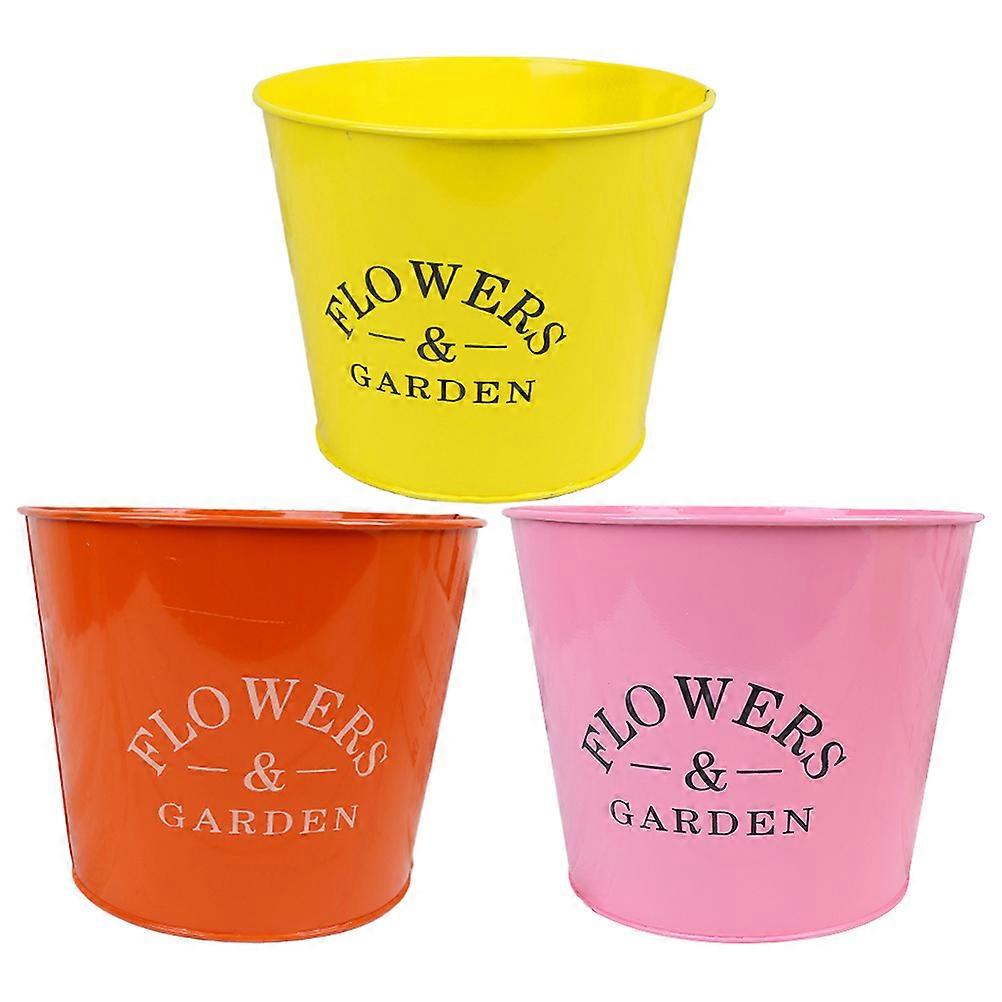 Iron Plant Stand for Home Use with Assorted Color Flower Pot Set 3pcs Simple and Beautiful