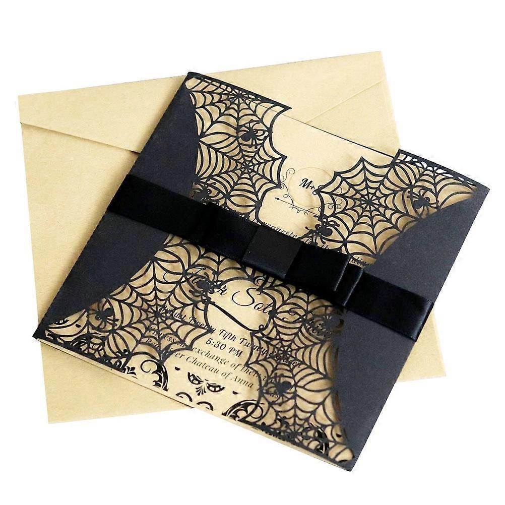 Halloween Invitation Card Style European Christian Party Organizers 15x15x0.2cm Pure Black 8Pcs