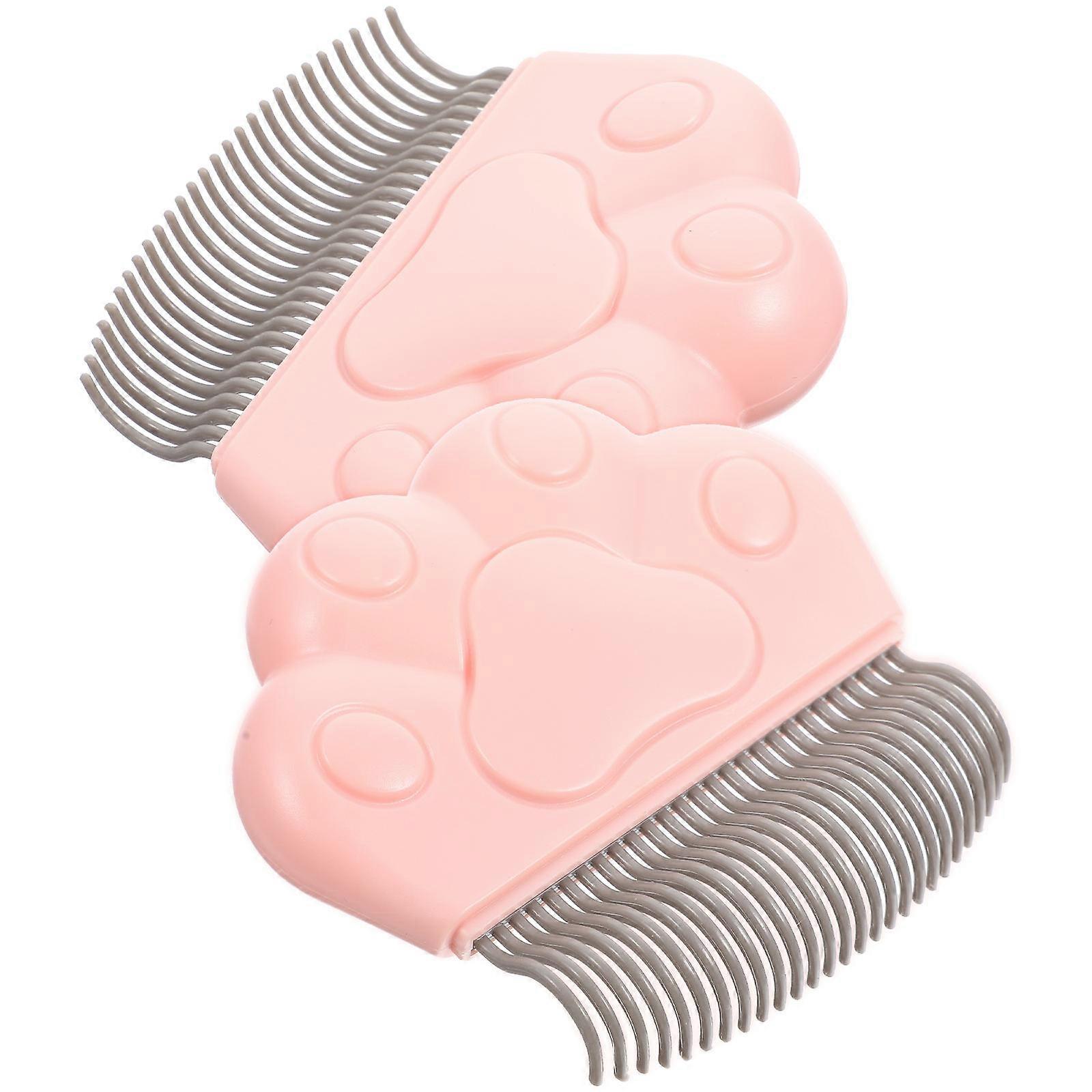 Grooming Brushes For Cats Cat Combs Pet Hair Removal Combs Pink Adorable Design 2Pcs