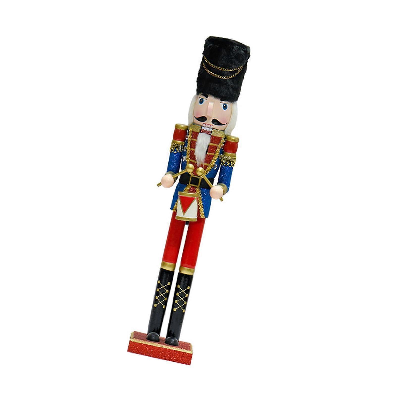 Nussknacker Statue 55 cm Wooden Office Desktop Ornament Standing with Drum for Christmas Table Decoration Ref: 9729