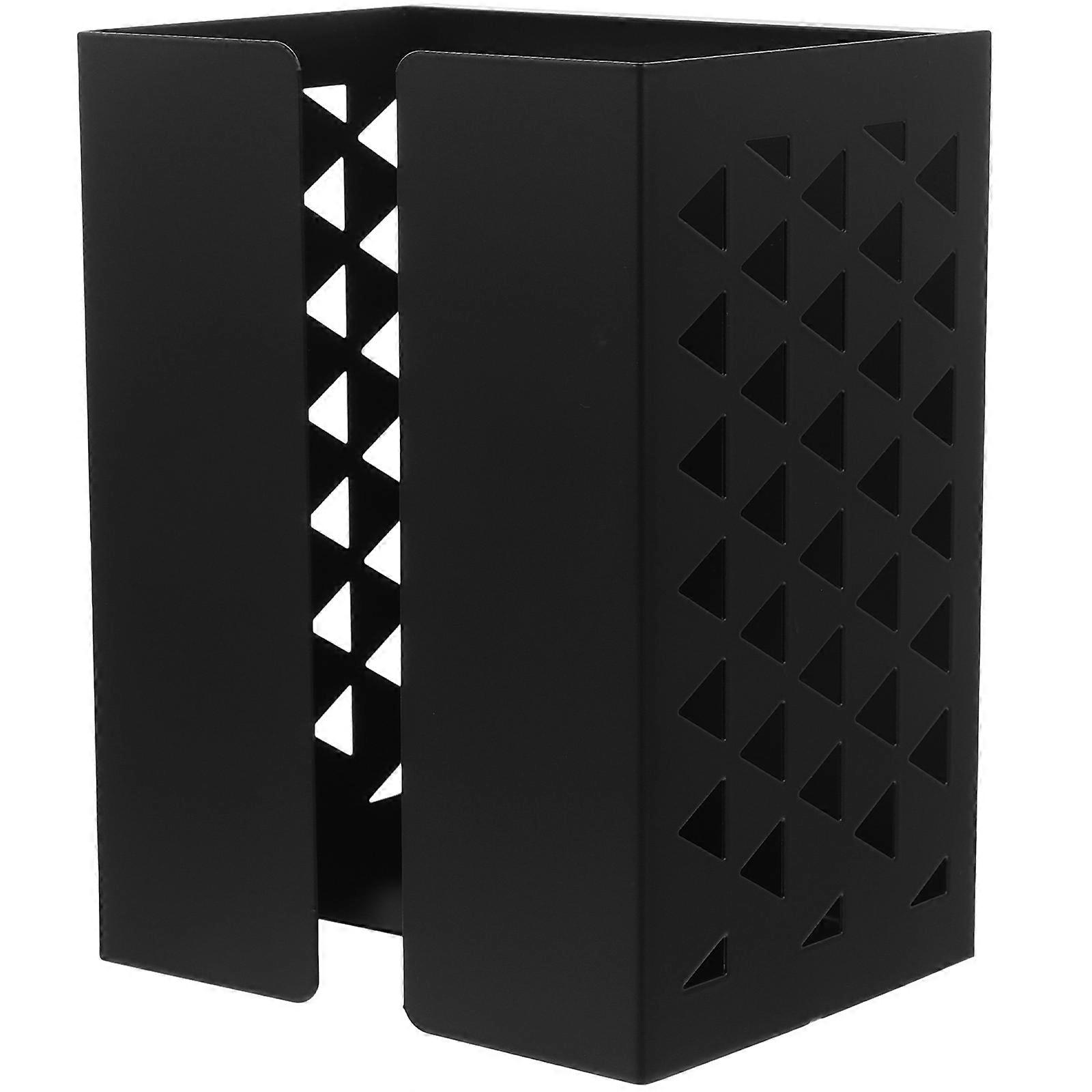 حامل منشفة ورقية للثلاجة حامل صندوق مناديل حديدية لغرفة النوم أسود 15.5X11.4X9CM تركيب الحائط 1 عبوة