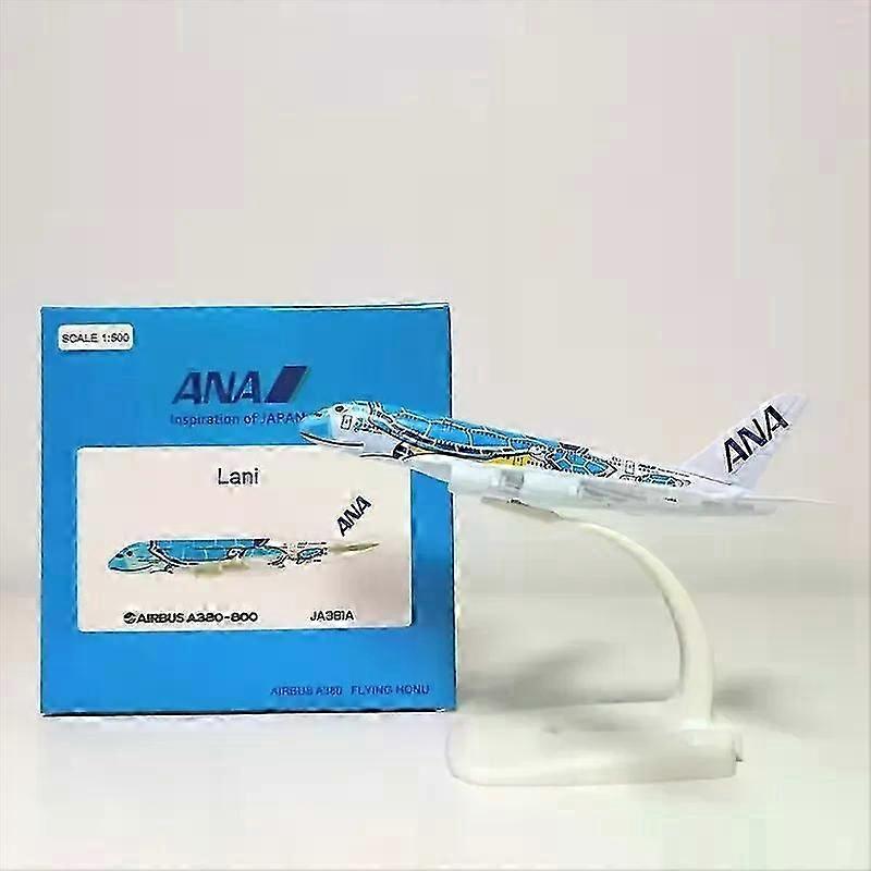 2025 New 14CM 1/500 Scale Airbus A380 Japan ANA Airlines Blue Turtle KaLa Plane Model Alloy Aircraft Airplane Collection Display