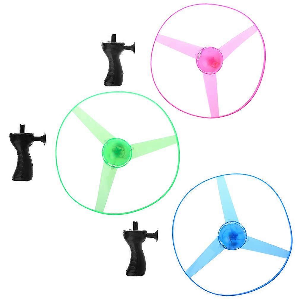 LED Blinking Plastic String Flying Saucer Propeller Toy Helicopter