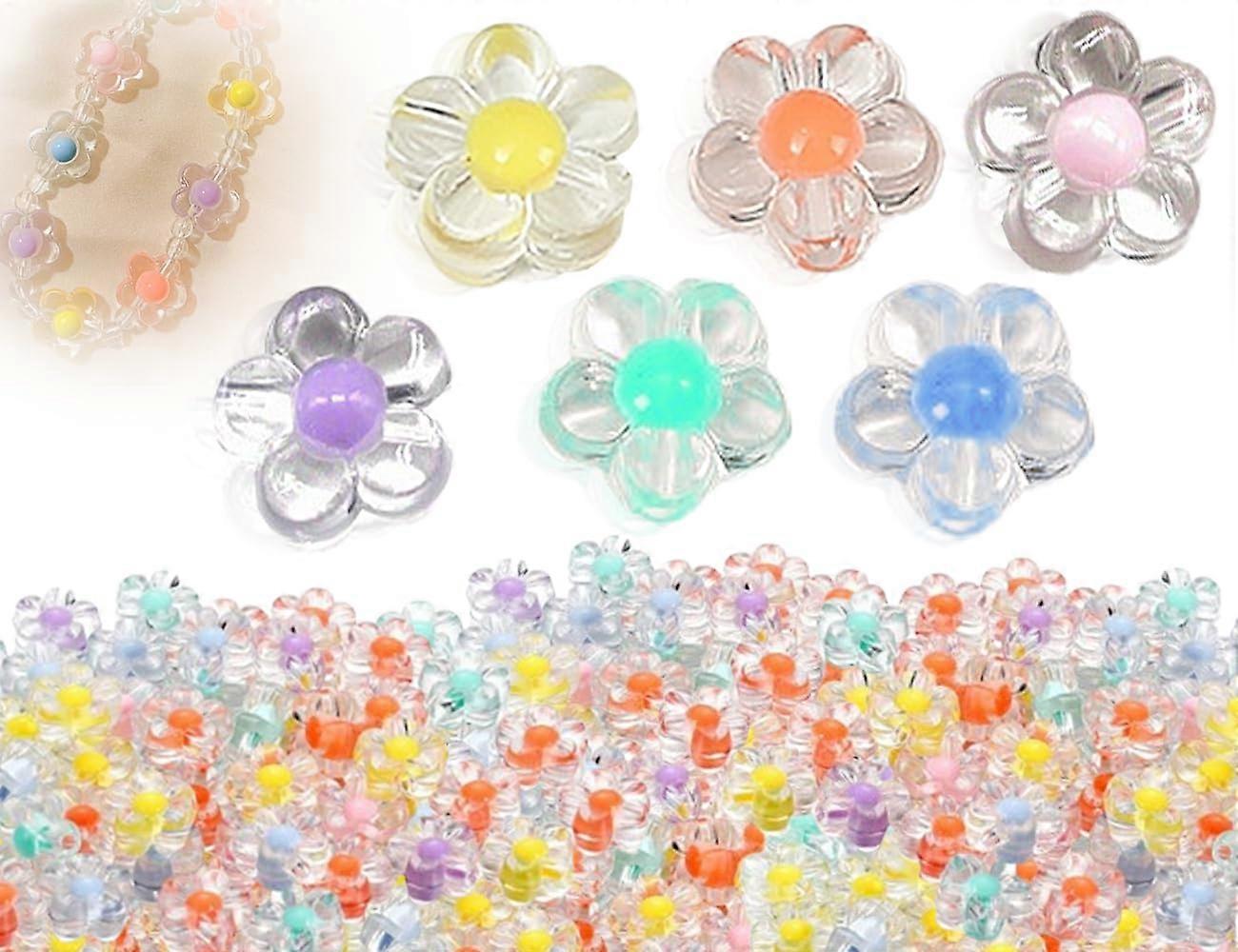 Clear Floral Spacer Beads, Flower Shaped Beads, Pastel Colored for Jewelry Making (12mm)
