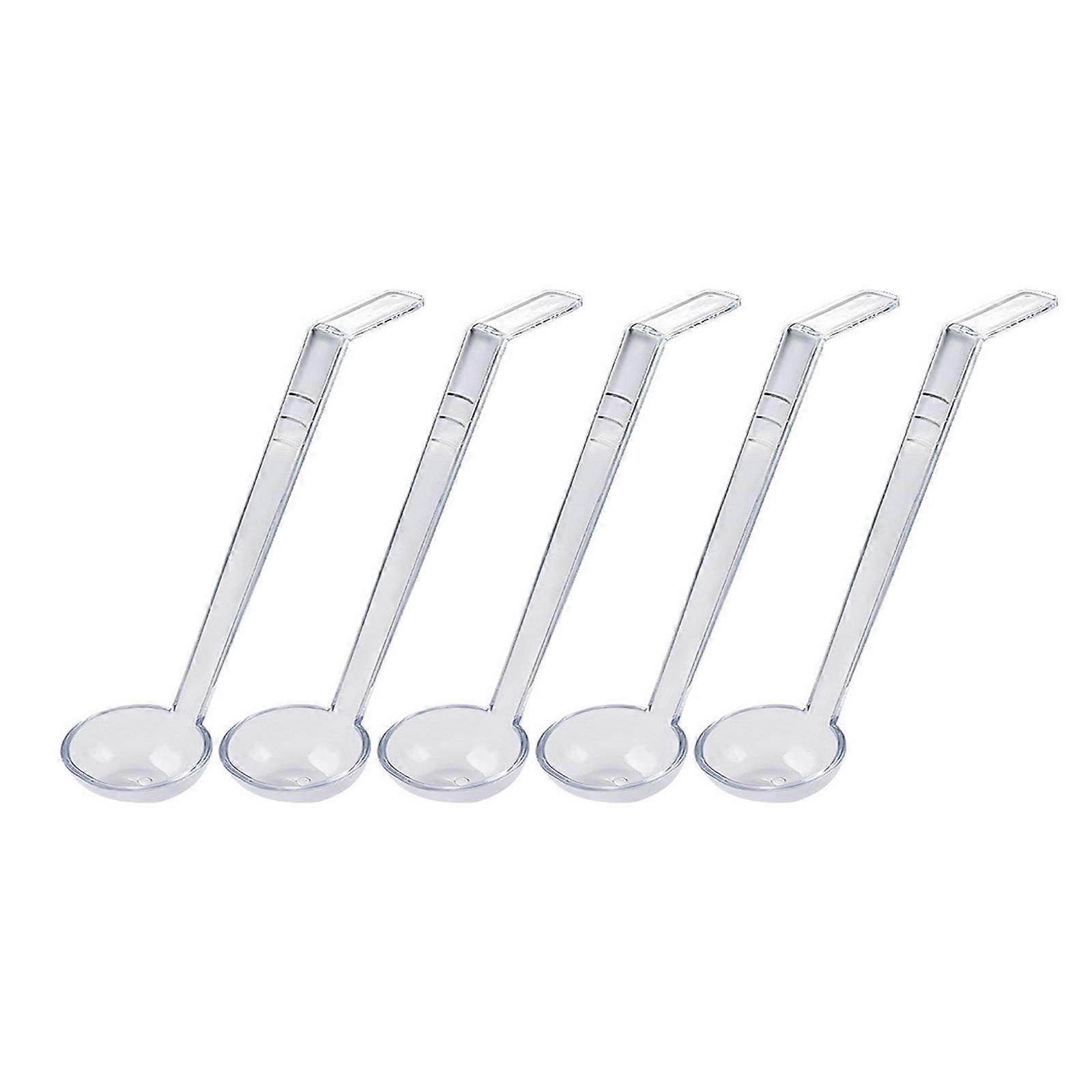 5Piece Practical Clear Plastic Soup Spoons With 20cm Handle Ideal For Banquets Cocktails Serving And Kitchen Use S