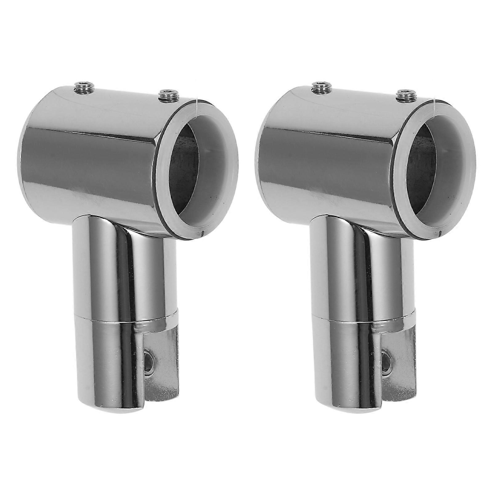 Pipe Connectors T-Shaped Tube Corner Connectors Bathroom Fixtures Stability Silver 2Pcs
