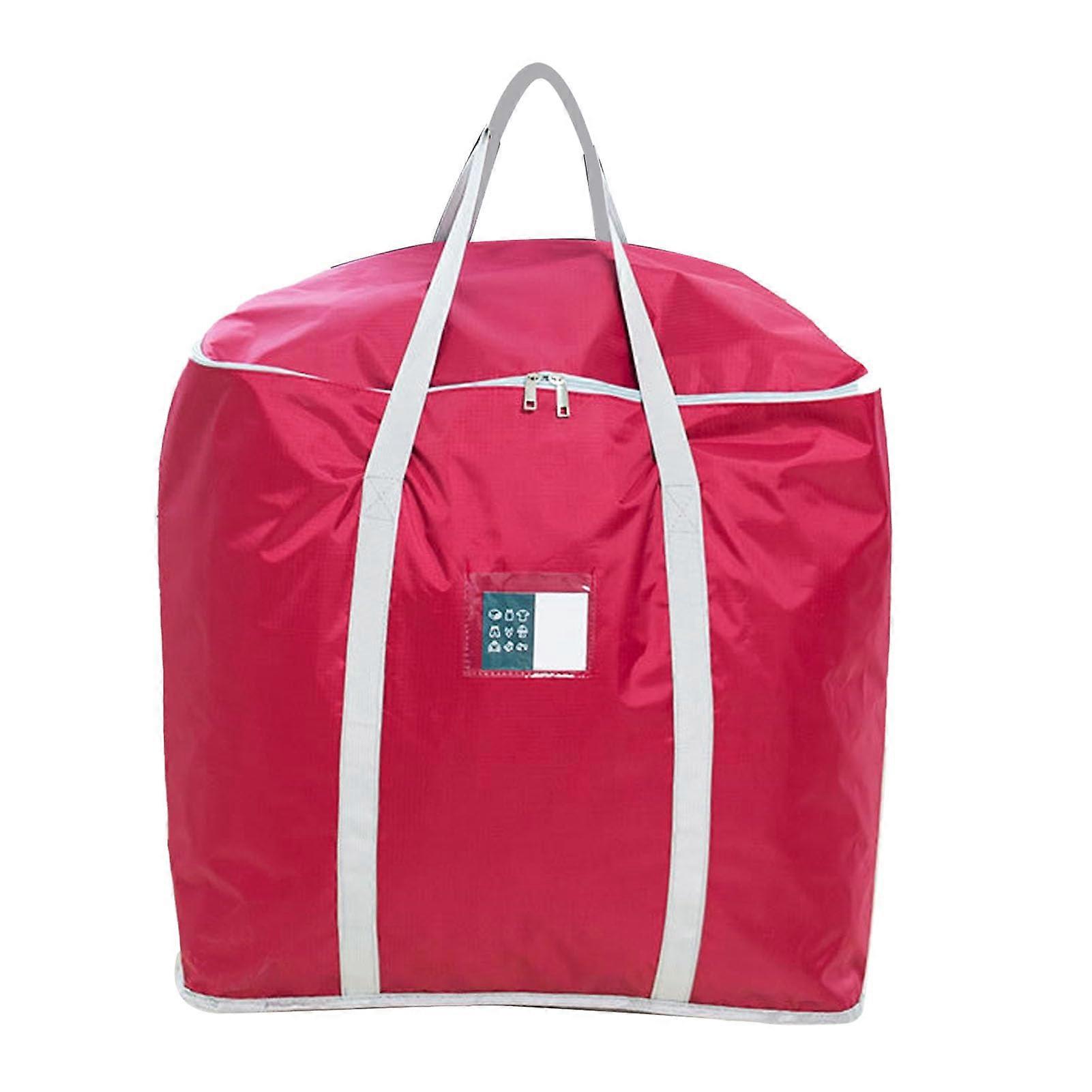Oversized Waterproof Oxford Storage Bag - Extra Large Travel Tote for Home Use, Red Color, Durable Material