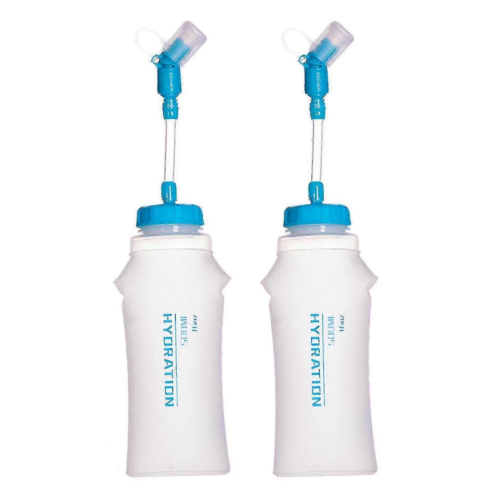 Set of 2 Soft TPU 500ml Collapsible Water Bottles for Hydration Packs, Ideal for Running, Hiking, Cycling, Climbing, Jogging, and Marathons