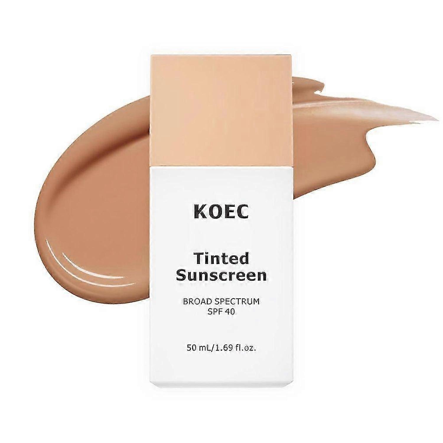 Daily Tinted Fluid Sunscreen, Face Moisturizing Broad Spectrum SPF 40 Skincare Foundation Cream 50ml, Sheer & Natural Finish, Easy To Apply