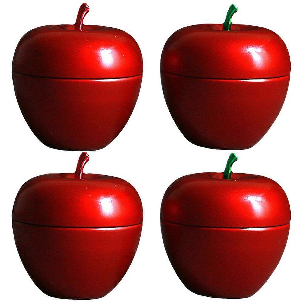 Red Iron Tea Jar MultiFunction Tea Holder with Lid for Game Use Unique Apple Design 4pcs