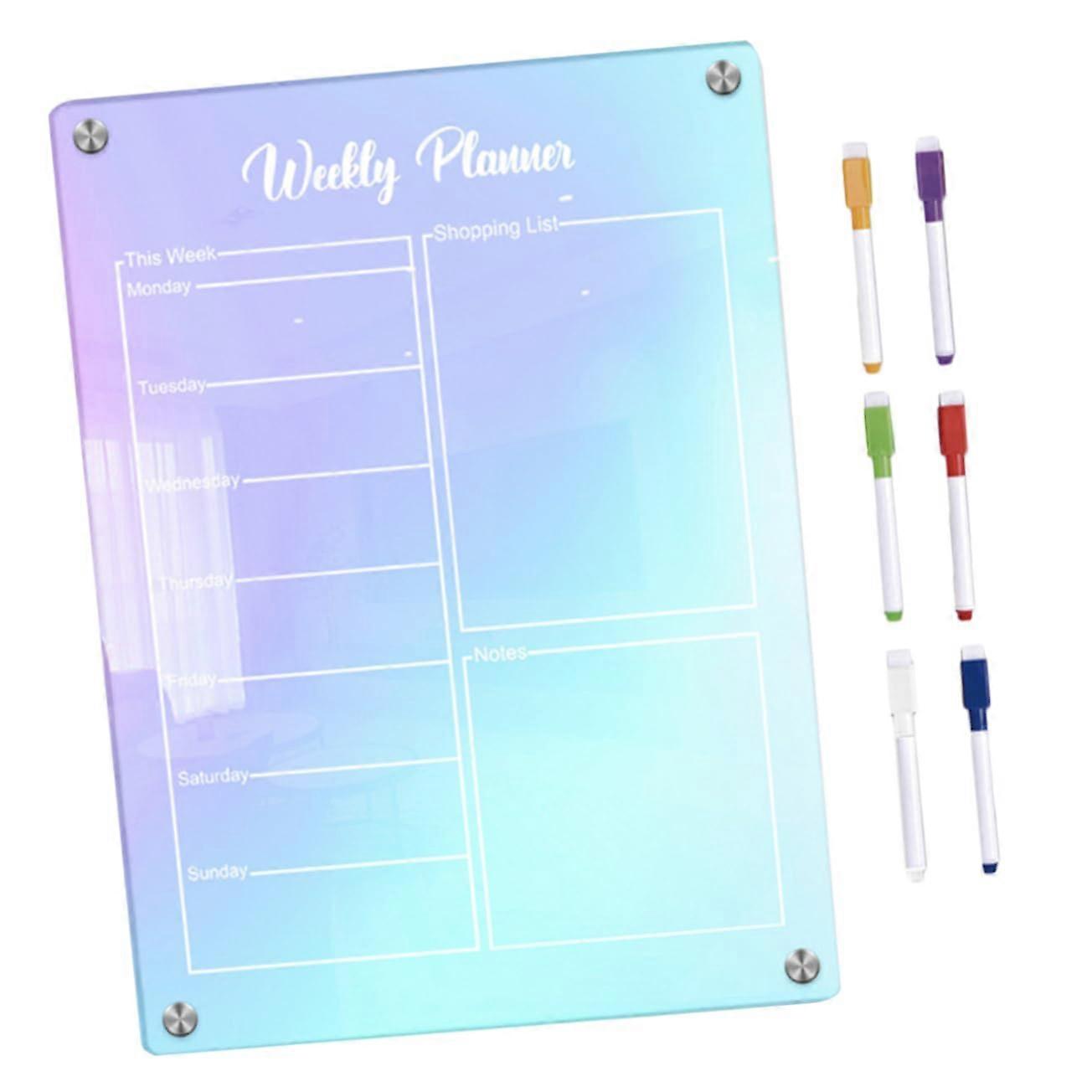 Magnetic Wipeable Planning Board for Refrigerator with Markers, 29.70X21.00X0.30CM