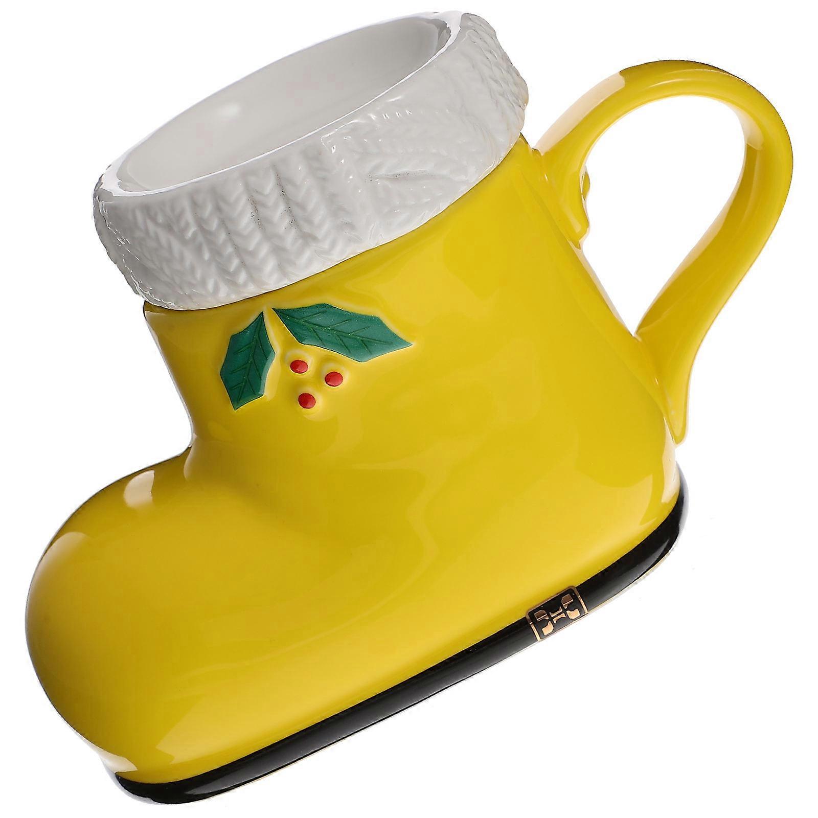 Festive Design Ceramic Water Cup Boot Shaped Holds Beverages 450ml 1Pack