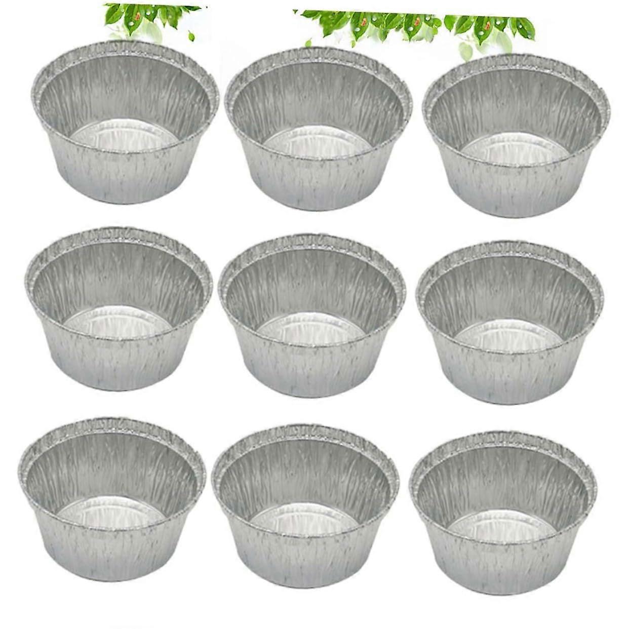 Aluminium Foil Bowls Cake Moulds Pack of 50, 8x8x3.7 cm Grill Tray Base for Baking and Cooking