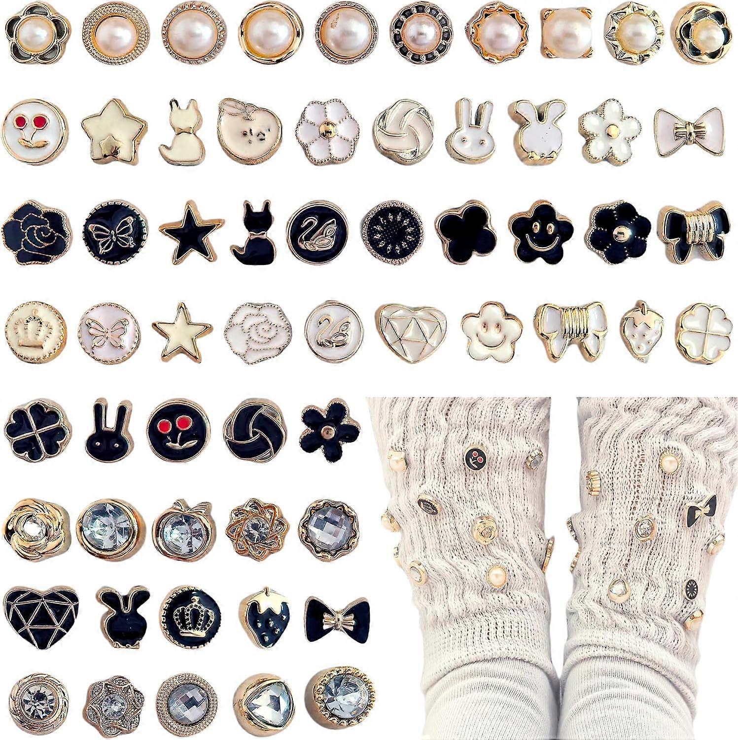 120pcs Random Pearl Brooch Button Rhinestone Brooch