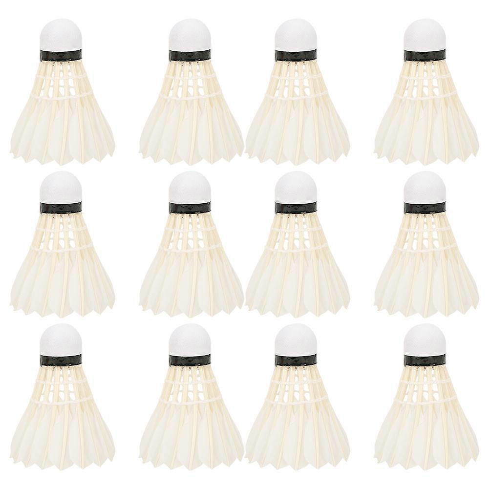 12PCS 1005 Goose Feather Durable Badminton Shuttlecocks for Sports Training Practice