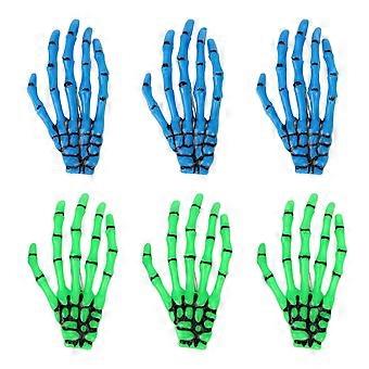 6 PCS Hands Bone Hair Clips Blue Green Portable Scary Hand Claws Hairpins for Halloween CosplayYMMR)