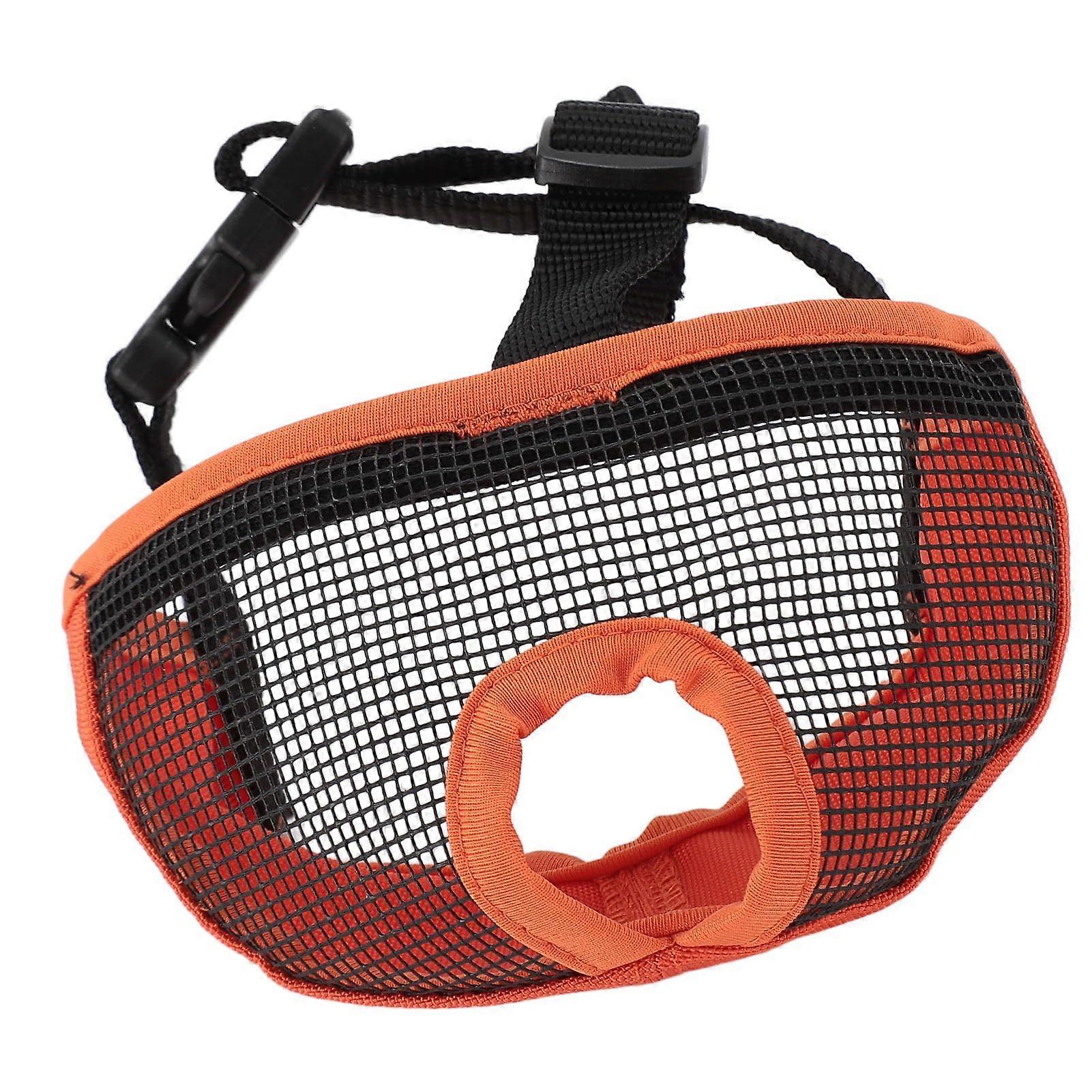 Short snout dog muzzle Flat face dog muzzle with buckle 3hole design for antibiting chewing licking (Orange)