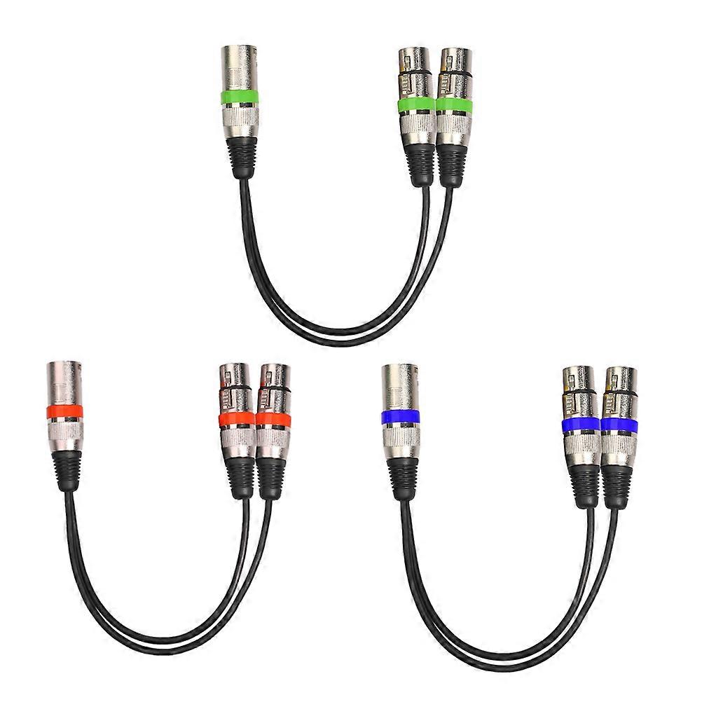 3pcs XLR Male to XLR Female Audio Extension Cable Y Splitter Balanced Microphone Cable Metal Connectors for Mixing Consoles Stage Equipment