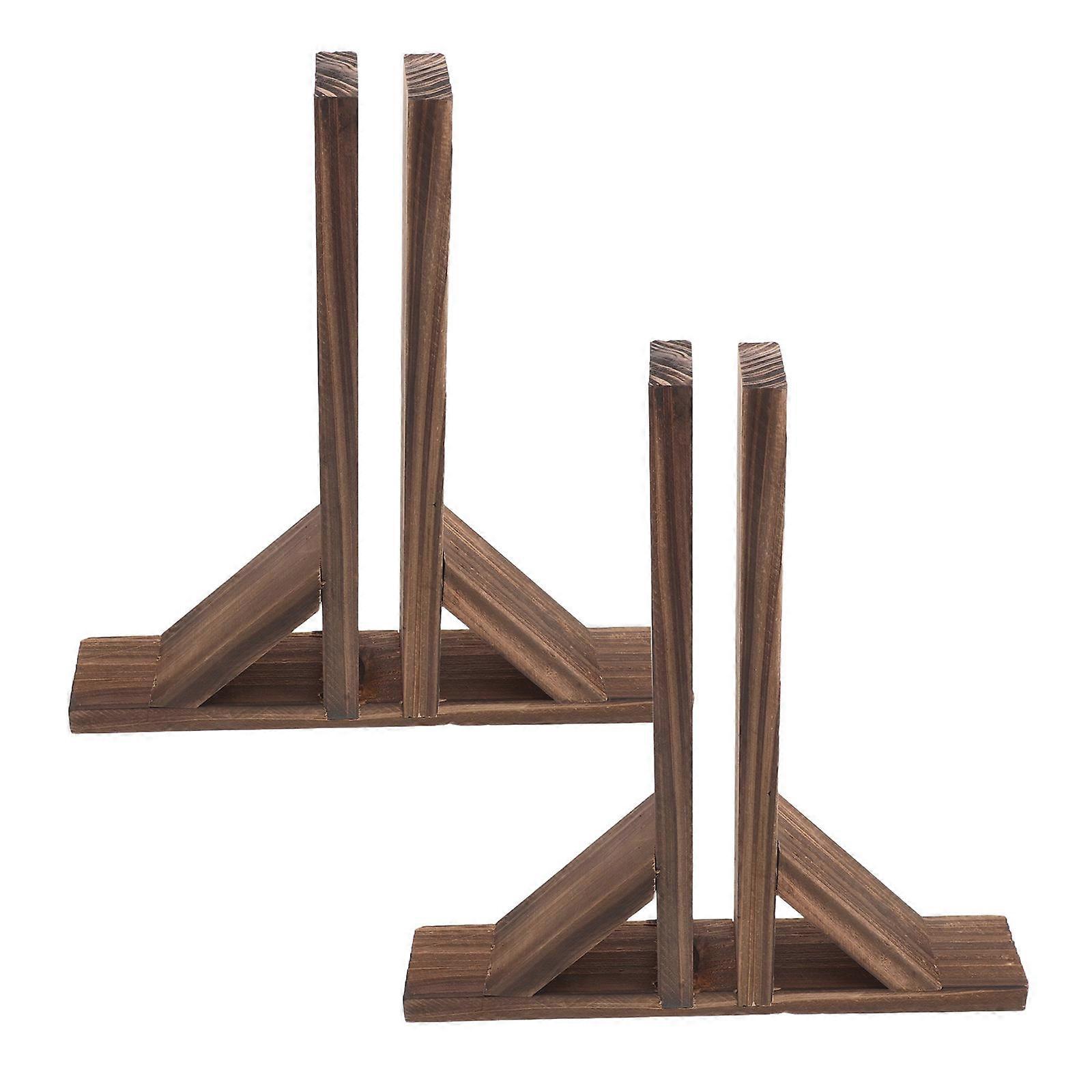 Wooden Border Fence Base Support Garden Fences Room Divider Feet Rectangular Shape Solid Wood 12.6×12×2.2in 2Pcs
