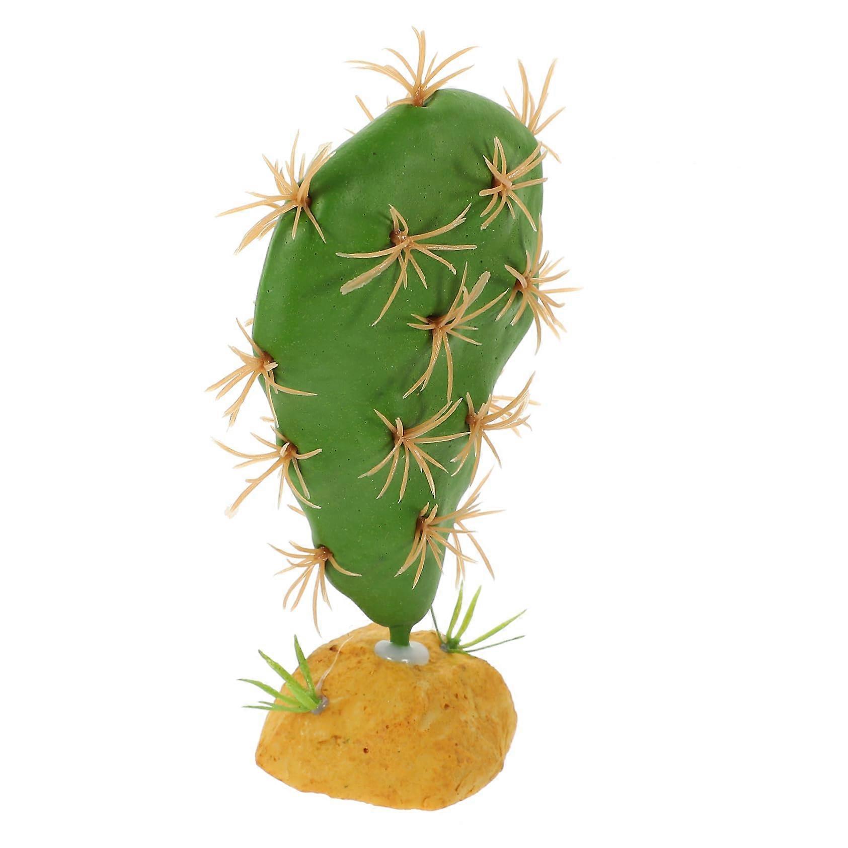 Artificial Cactus Plant for Reptile Habitat Decoration, Lizard Aquarium Ornament, Realistic Greenery, 12-Inch Size