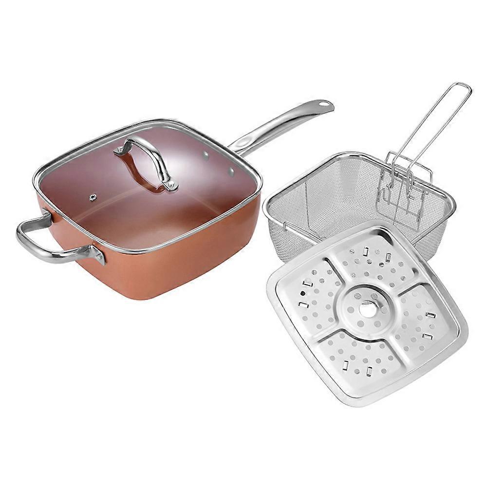 Stockpot With Basket For Making Soup And Hot Pot 24x9cm Golden Colour Easy To Clean And Non-Stick 1 Set