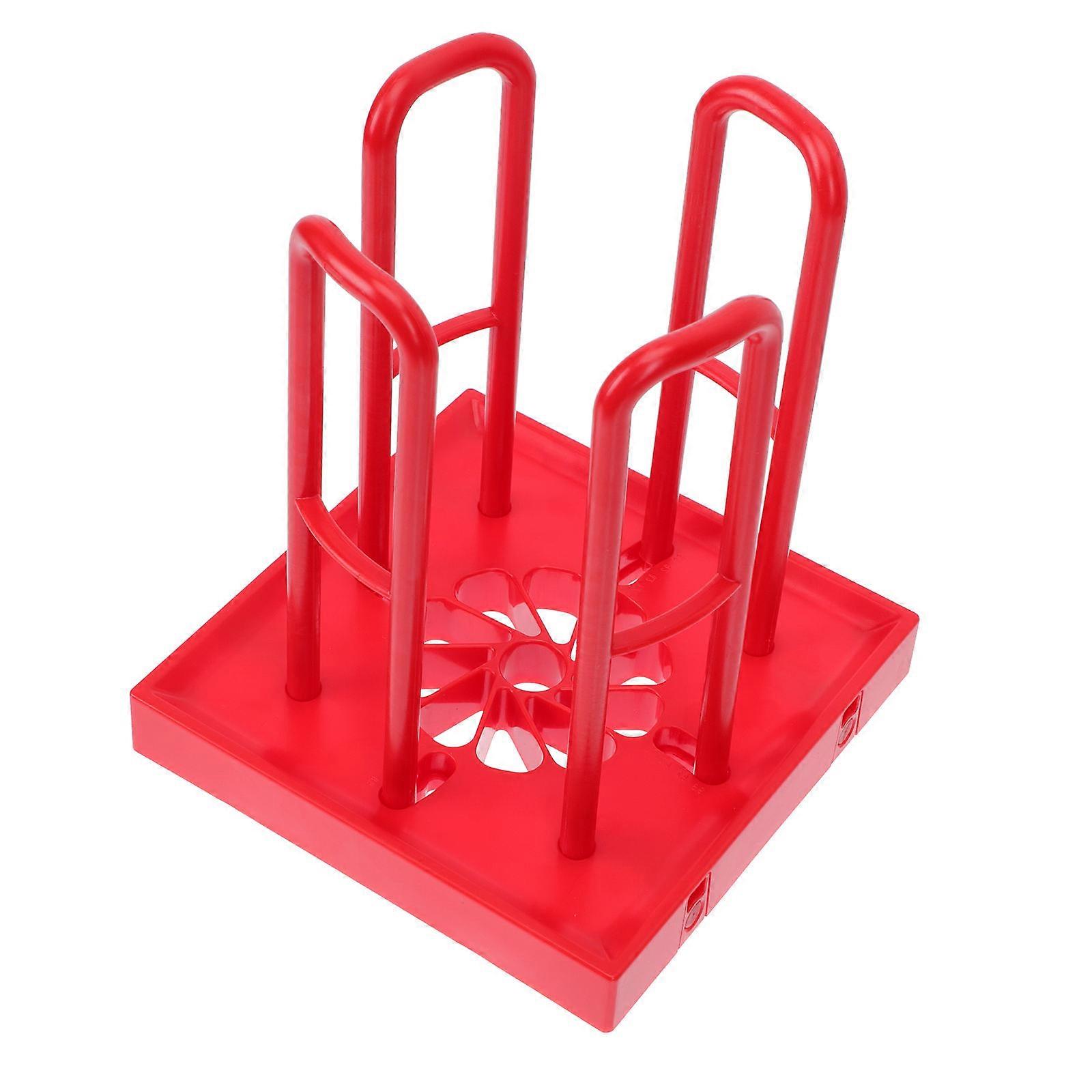 Red Plastic Cup Dispenser Rack for Home Use – Multi Functional Storage Organizer with Smooth Rounded Edges for Tea, Coffee, and Milk