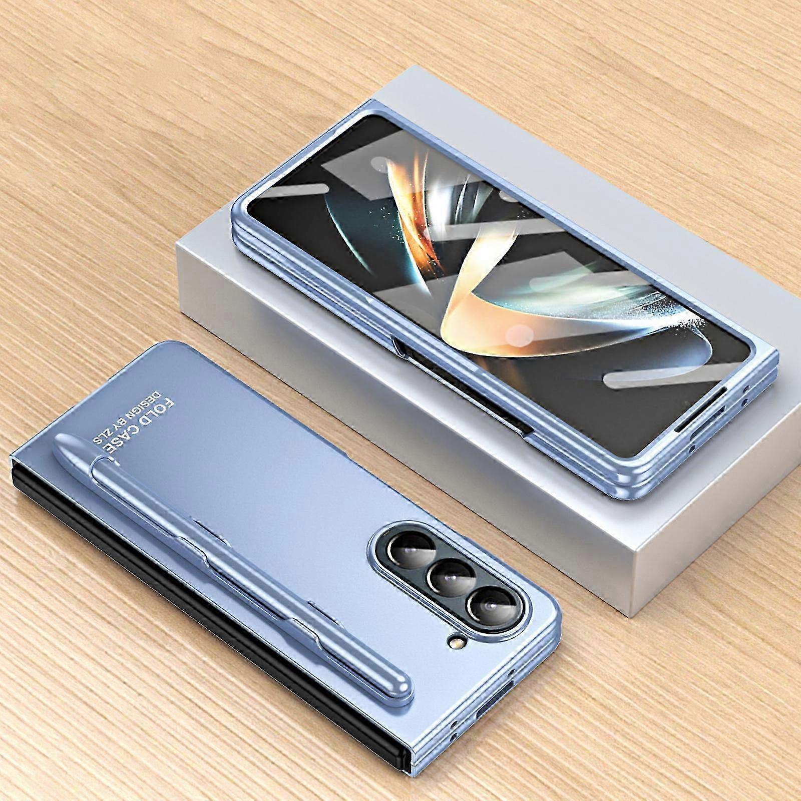 Z Fold 5 Case Cover with S Pen and S Pen Holder, Protective Phone Case with Front Screen Protector Film for Samsung Fold5