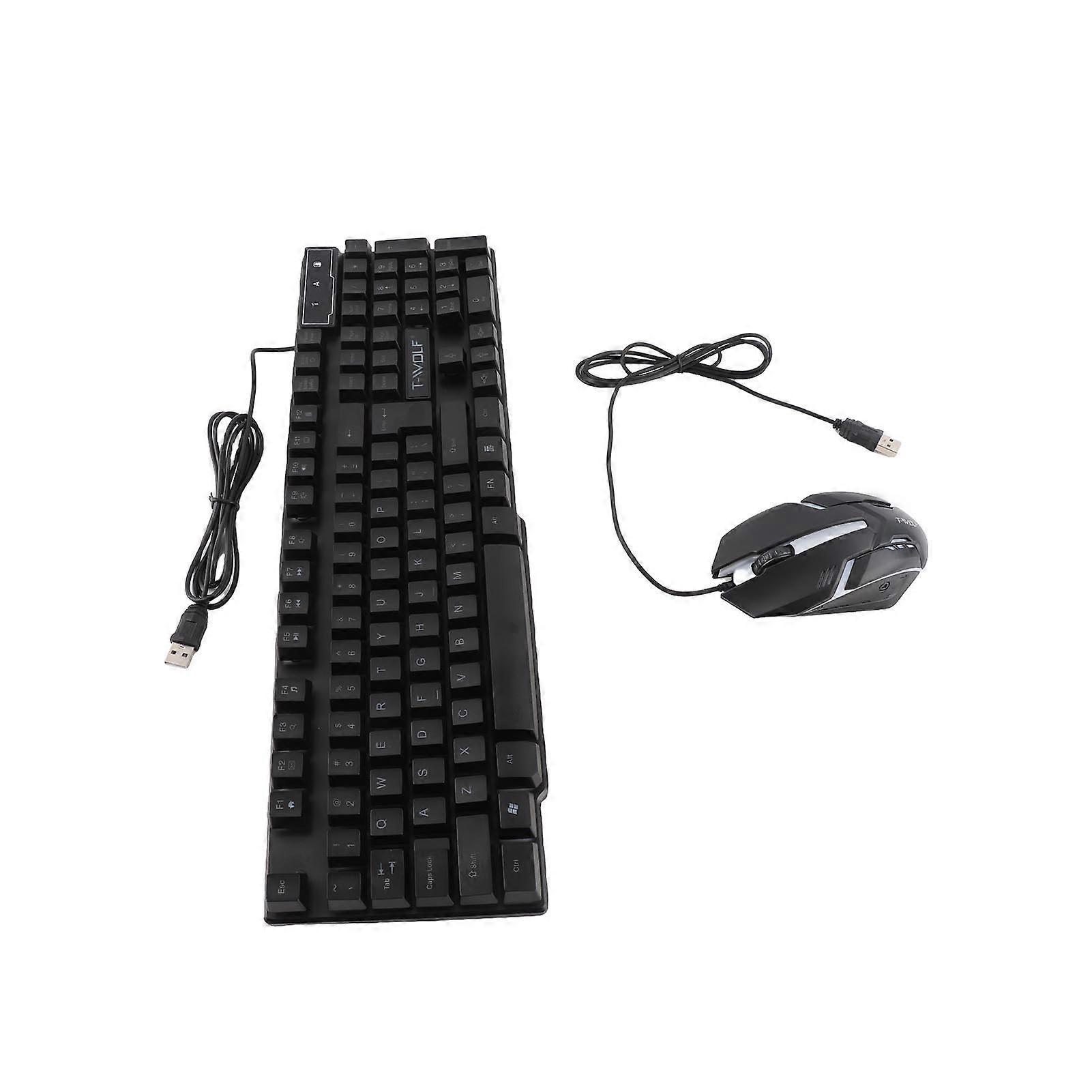 T-WOLF TF800 Four-piece Gaming Combo 104 Keys Keyboard 4-color Breathing Light Mouse 3.5mm Gaming Headset Anti-slip Mouse Pad