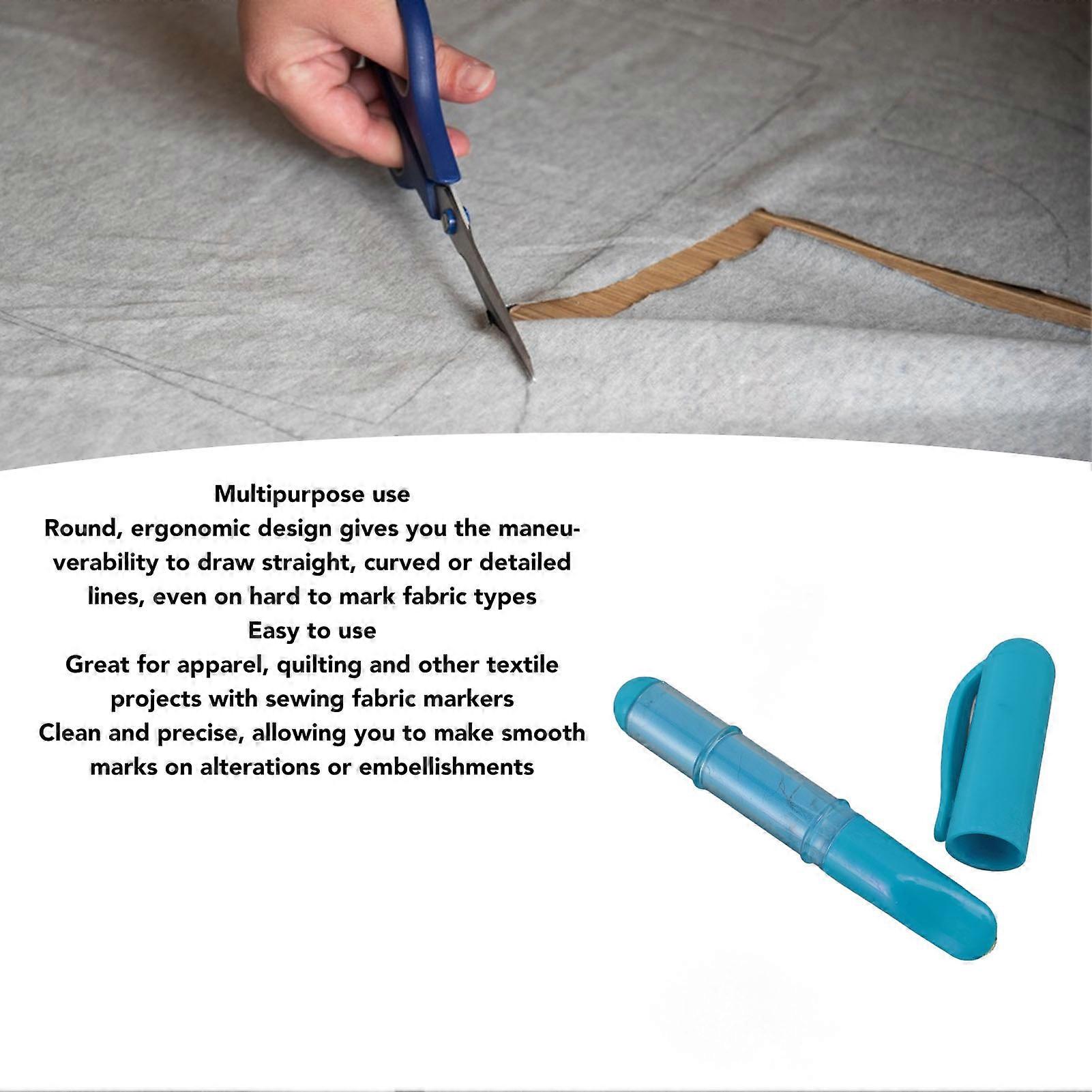 Fabric Chalk Marker Precise Marking Easy to Remove Multipurpose Portable Fabric Chalk Liner Pen for Sewing Quilting Crafting Blue